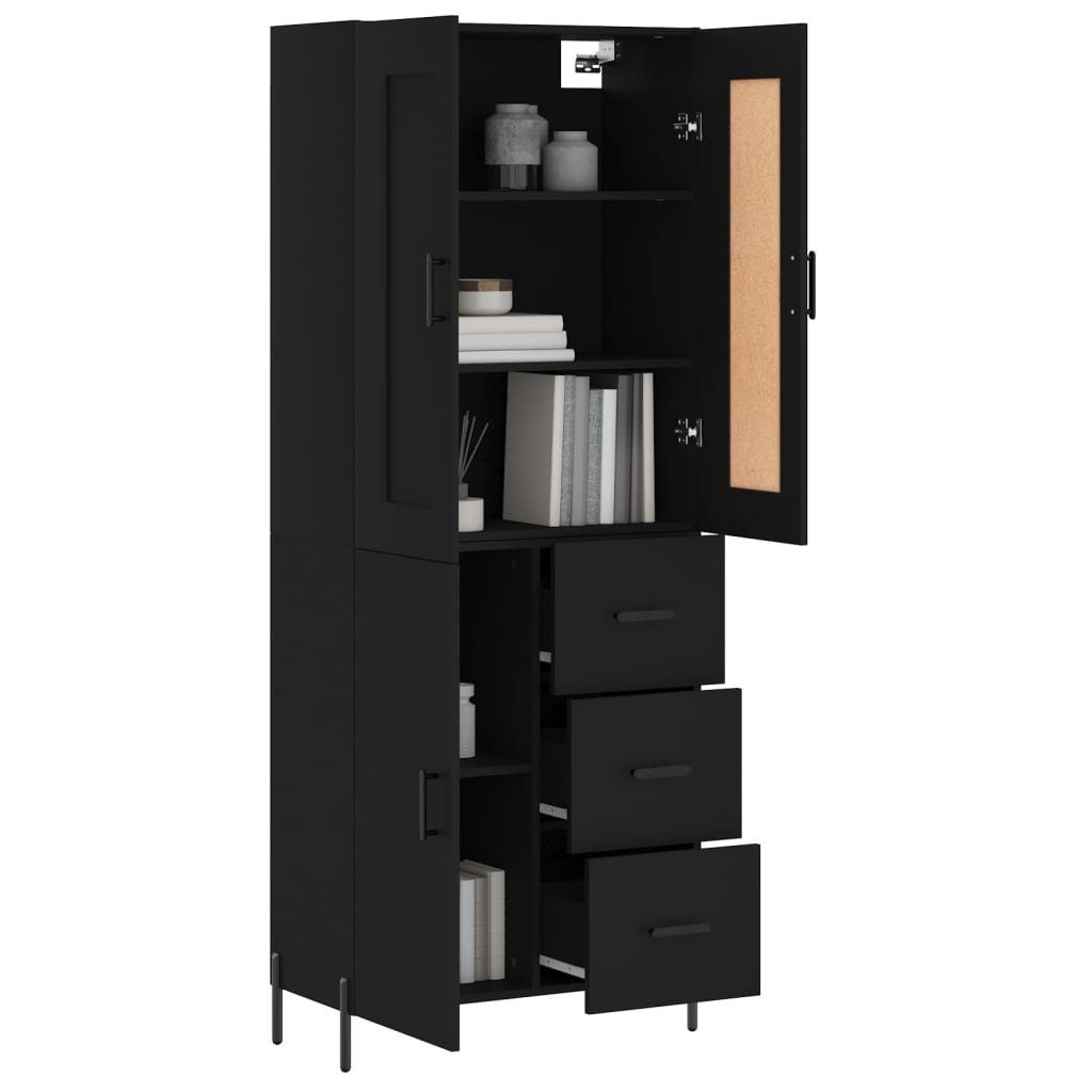 cm 69,5x34x180 Hochschrank Holzwerksto Schrank Kleiderschrank Schwarz Regal Highboard vidaXL