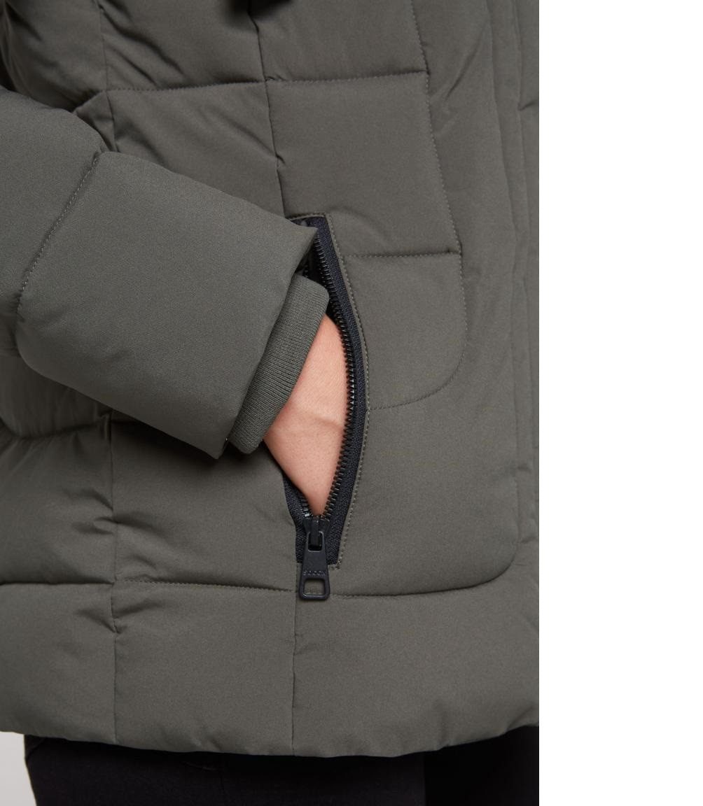 SOCCX Steppjacke Puffer-Jacke mit abtrennbarer Kapuze olive mit abnehmbarer Kapuze