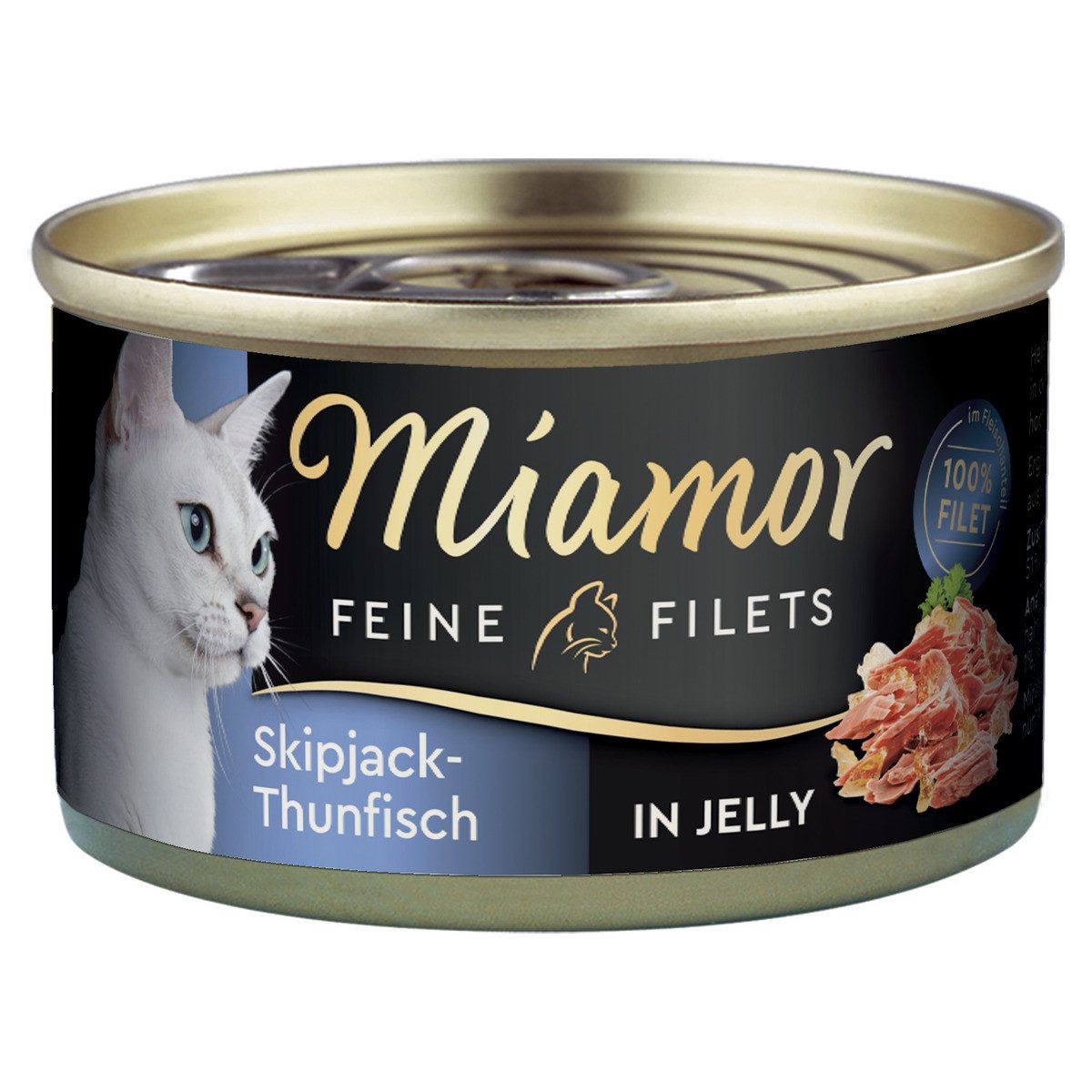 Miamor Feine Filets mit Skipjack-Thunfisch in Jelly 100 g - 24 Stück, Nassfutter für: Katze