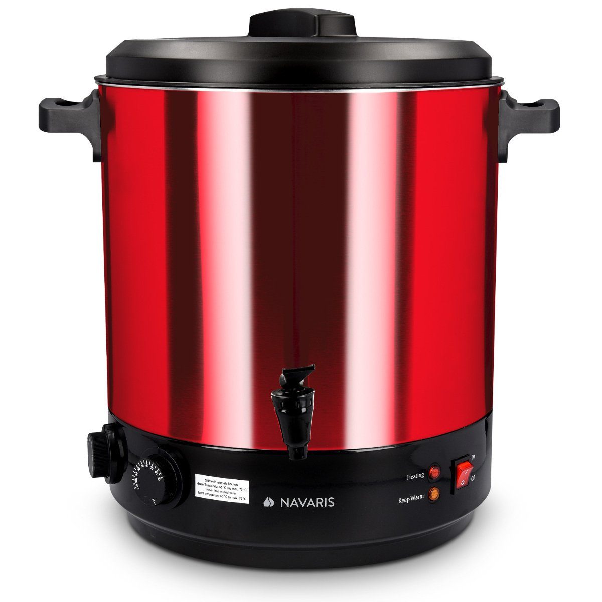 Navaris Heißgetränke- und Glühweinautomat 2in1 Einkochautomat mit Glühweinkocher Funktion - 27 Liter