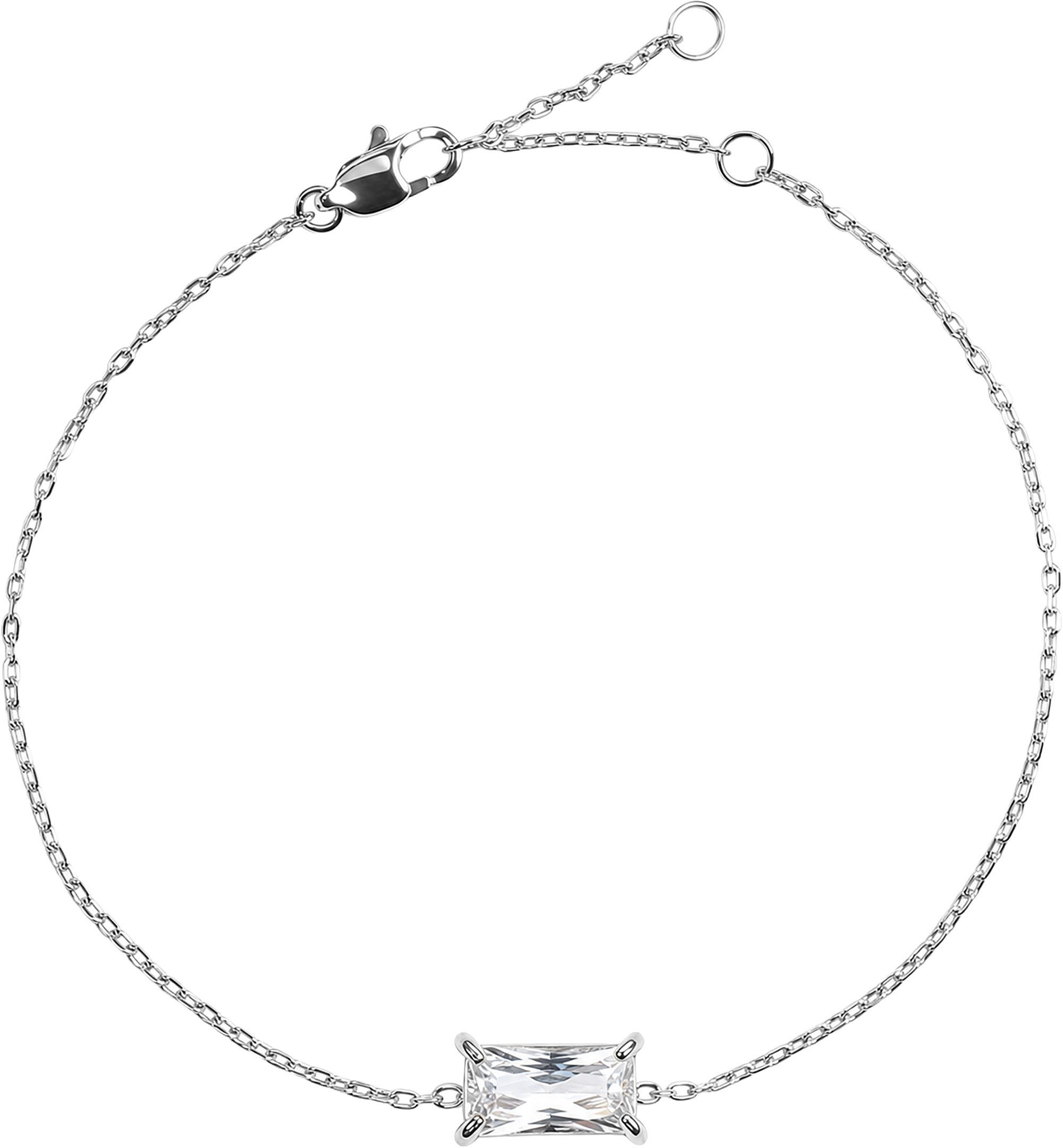Jacques Lemans Edelstahlarmband Baguetteschliff, mit Zirkonia (synth)