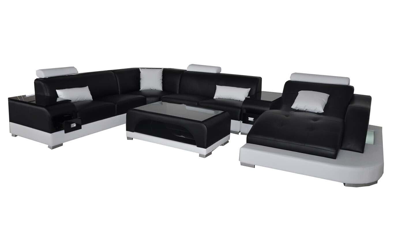 JVmoebel Ecksofa Leder Eck Sofa Eck Garnitur Design Modern Couch Sofas UForm +USB
