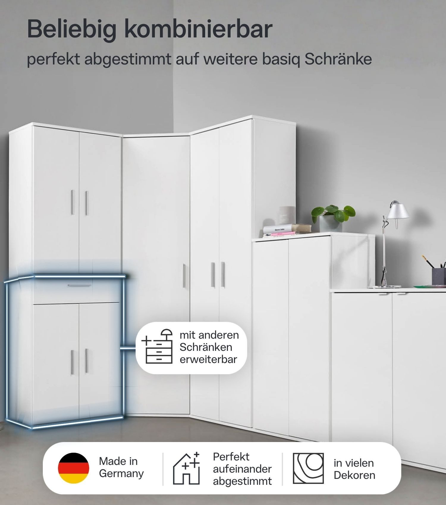 mokebo Mehrzweckschrank Der Praktische (60x90 cm, mit Schublade) Made in Germany, Büroschrank, Apothekerschrank in Anthrazit