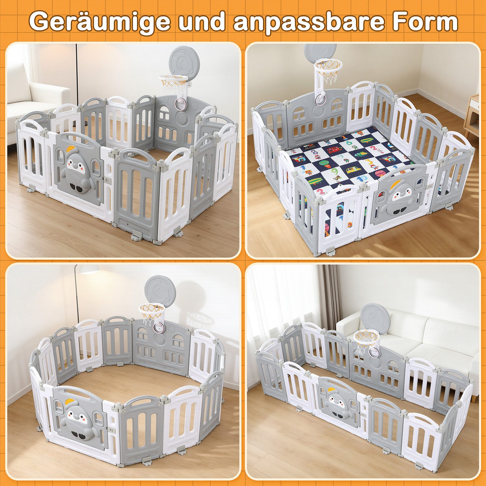 oyajia Laufgitter Laufstall Faltbar Laufgitter Baby Mit Tür und Spielzeugbo günstig online kaufen