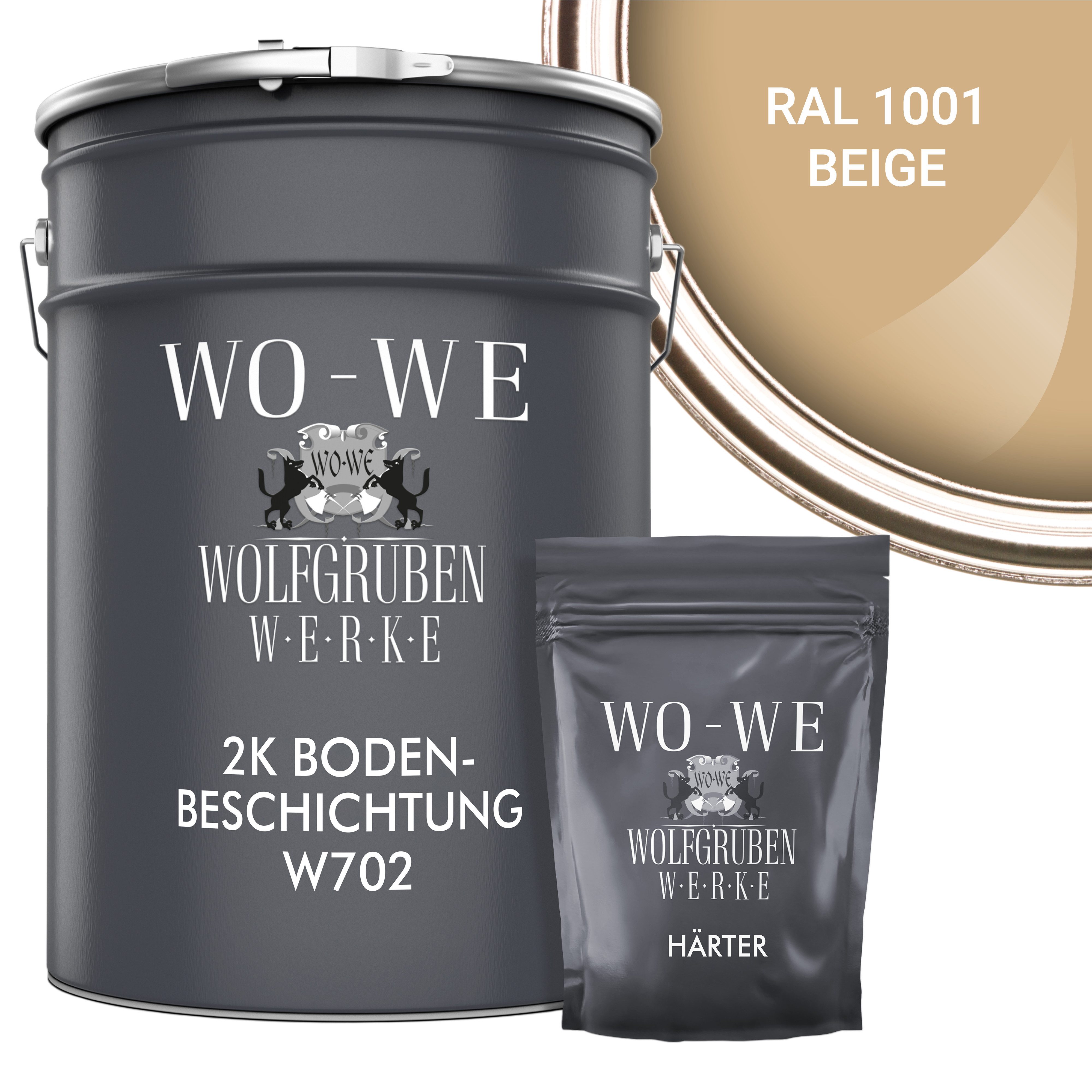 WO-WE Bodenversiegelung 2K Garagenfarbe Bodenbeschichtung W702, 2,5-20Kg, Seidenglänzend, Epoxidharz
