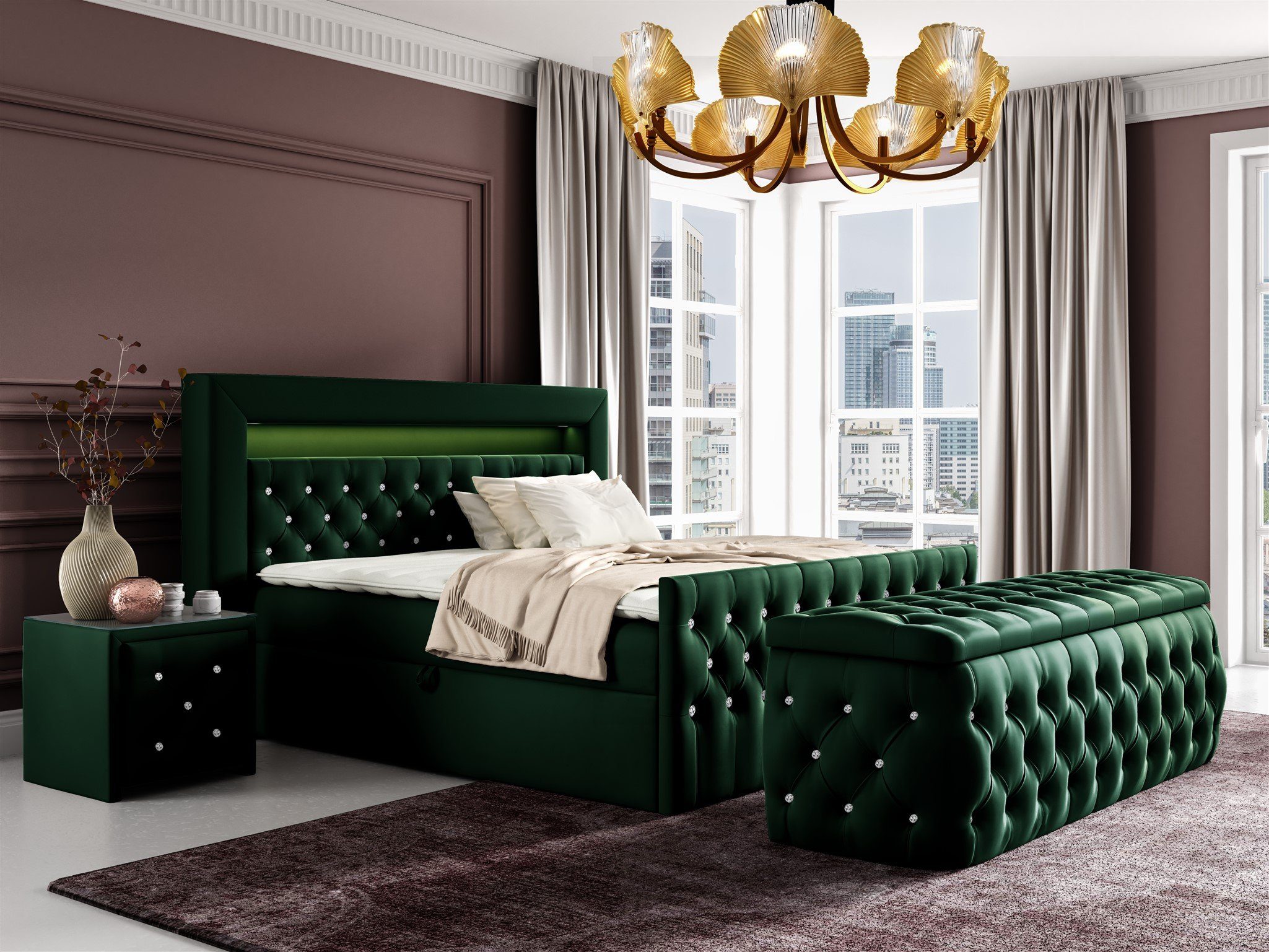 Fun Möbel Polsterhocker Betthocker SEVRA in Stoff Elisa Velvet (Breite: ca. 120/140/160/180 cm), inkl. Stauraum