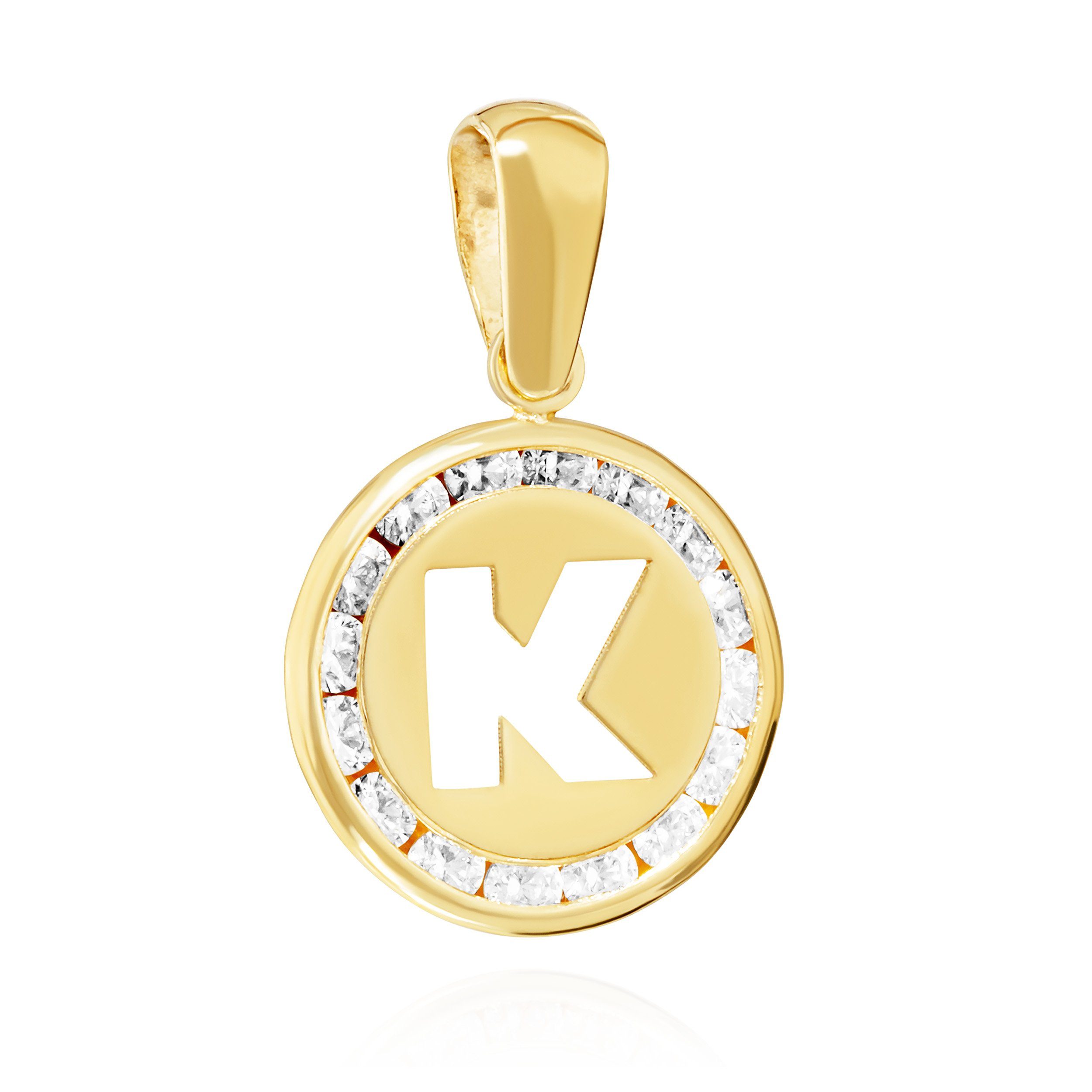 NKlaus Kettenanhänger Kettenanhänger Buchstabe K 333 Gelb gold 8 Karat 9mm Talisman Amulett