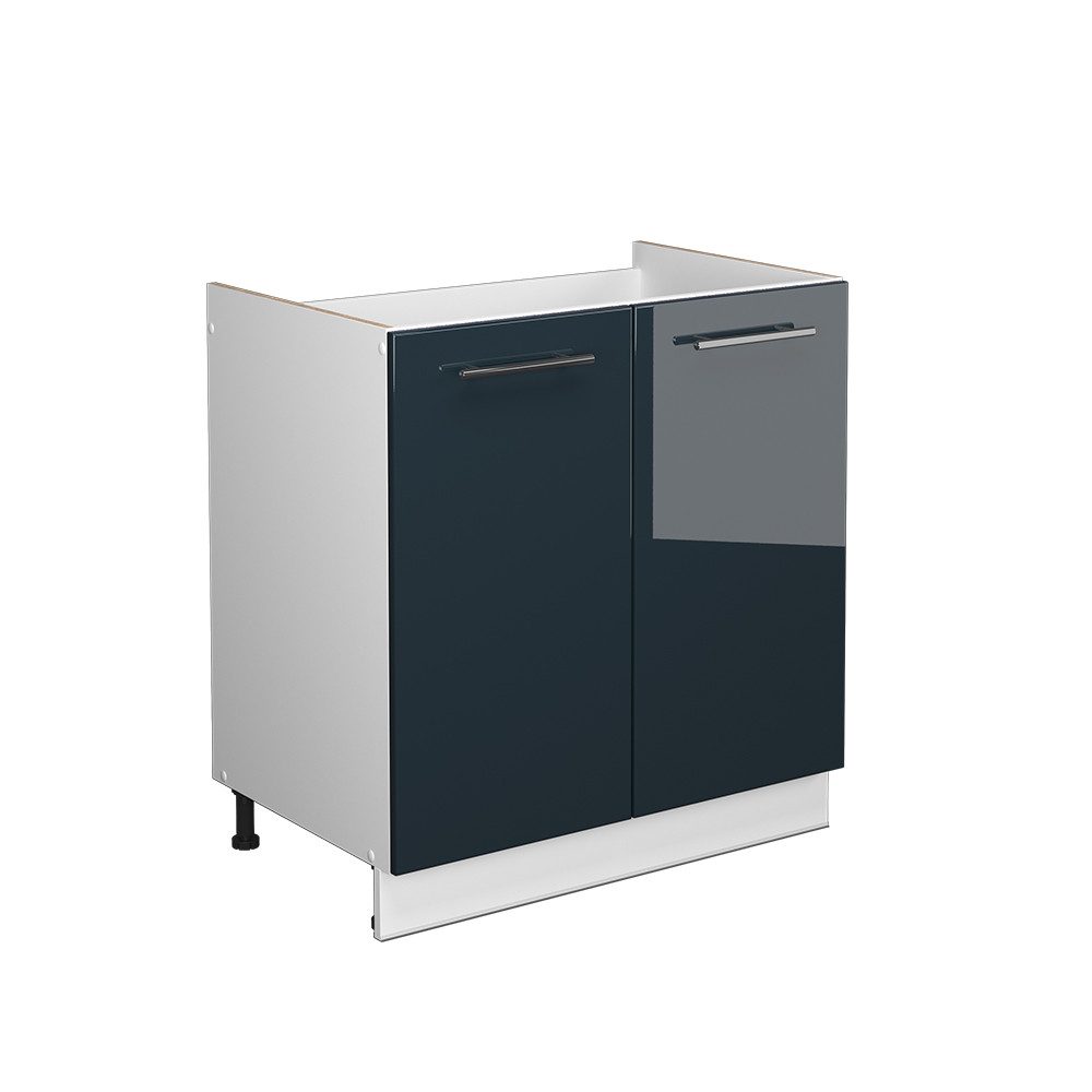 Vicco Unterschrank Fame-Line, Dunkelblau Hochglanz/Weiß, 80 cm ohne Arbeitsplatte (1-St)