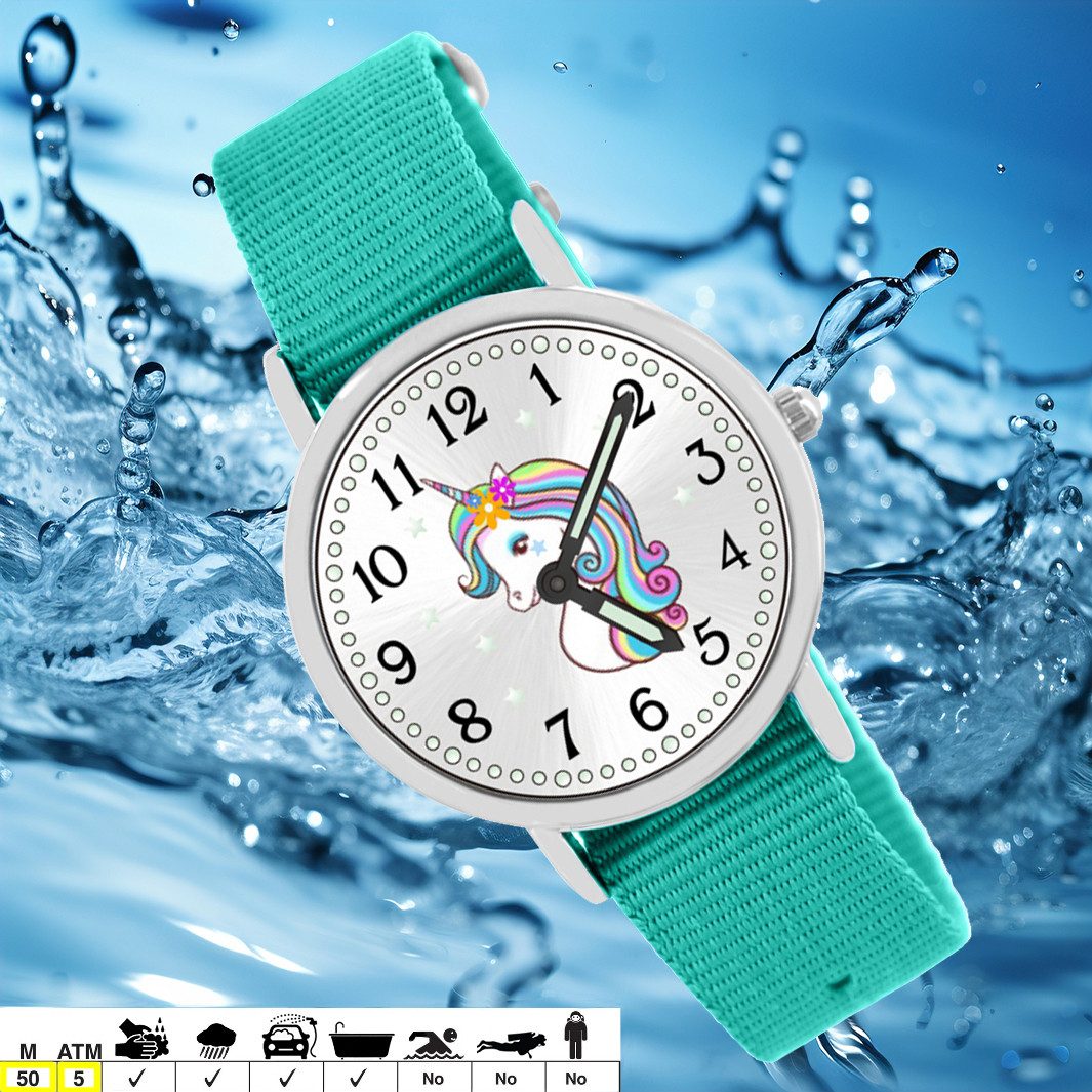 Brecjon Quarzuhr Kinder Armbanduhr Einhorn Leuchtsterne Wechselarmband 5ATM, Mix und Match Design - kostenloser Versand