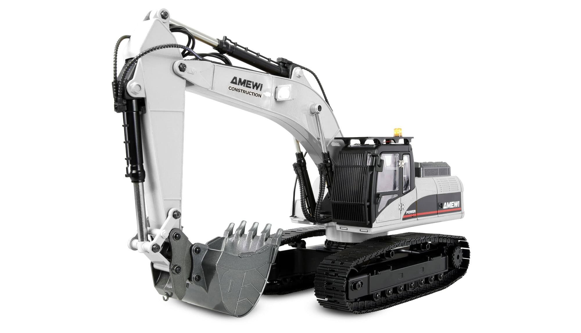 Amewi RC-Bagger Amewi G705E RC Metallbagger 1:14 RTR 680° 14-Kanal Weiß 22769