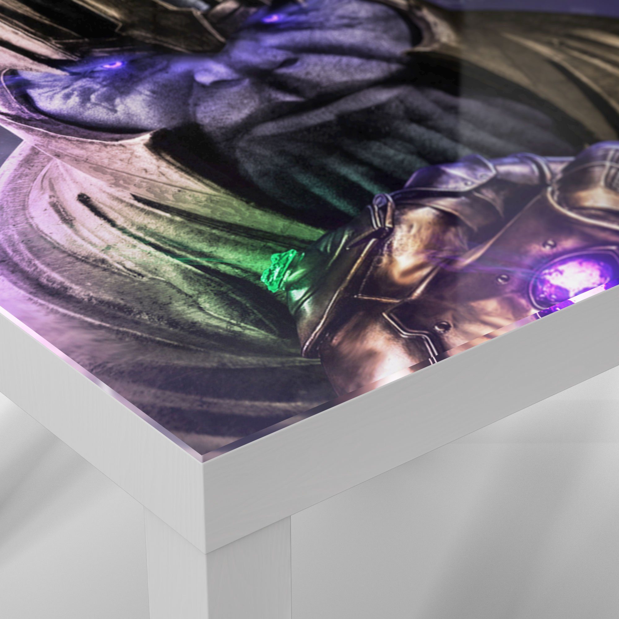 DEQORI Couchtisch modern Weiß von 'Thanos Nahem', Rüstung Glas Beistelltisch Glastisch