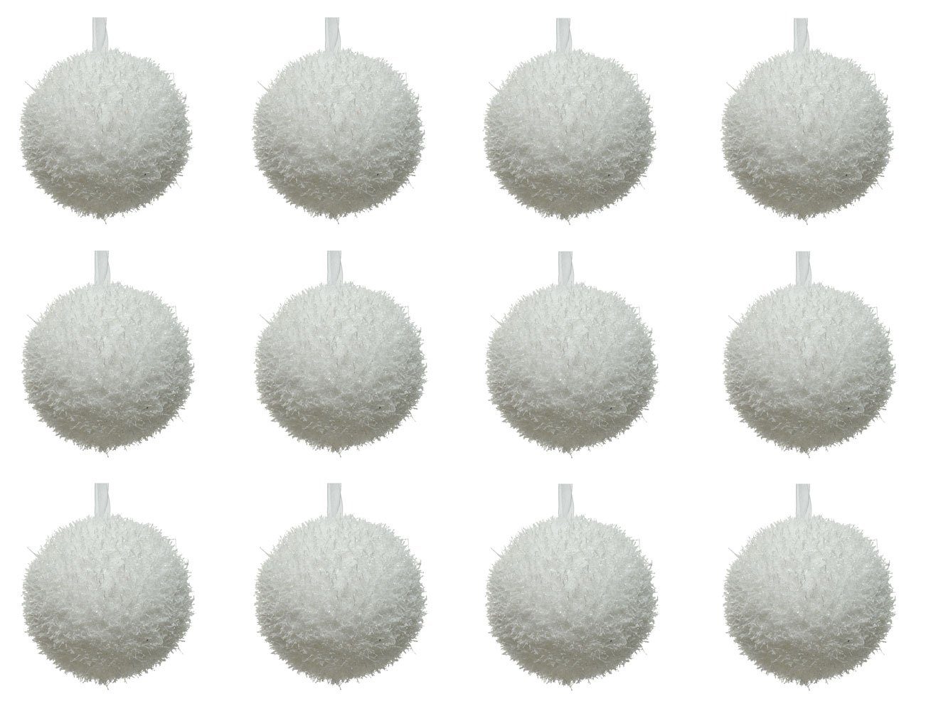 Kaemingk Weihnachtsbaumkugel, Weihnachtskugeln Kunststoff mit Eis Schnee Glitzer 8cm weiß, 12er Set. € 35,89, (€ 2,99 pro 1 Stk).
