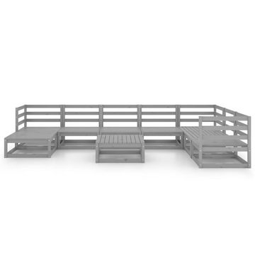 vidaXL Gartenlounge-Set 9-tlg. Garten-Lounge-Set Grau Kiefer Massivholz, (1-tlg)