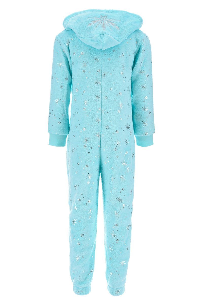 Schlaf Nachtwäsche langarm Schlafanzug Elsa Overall Blau Disney Frozen Pyjama