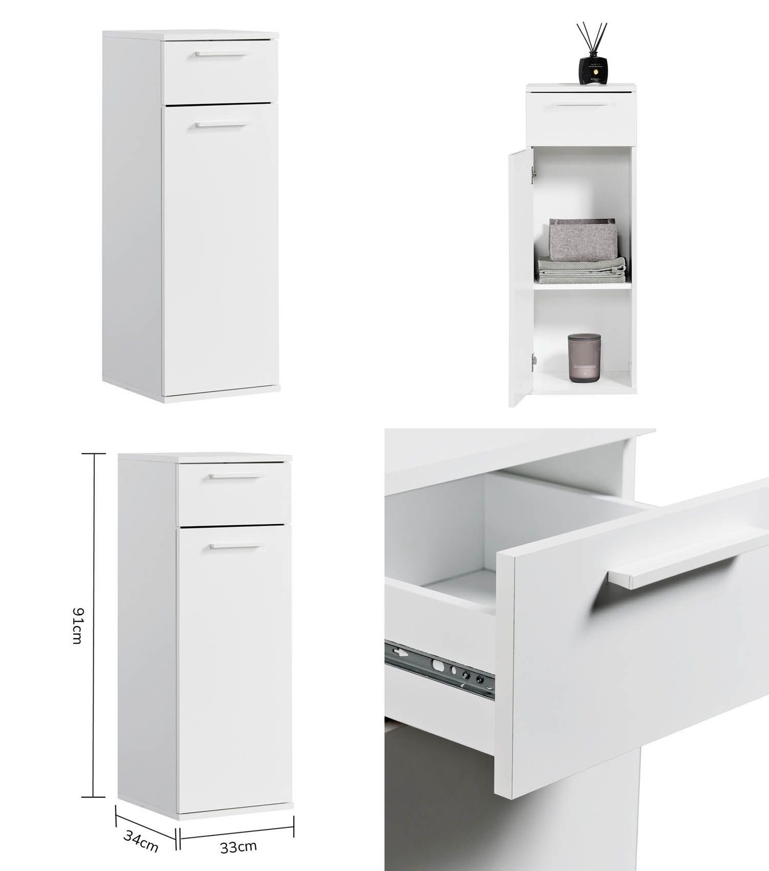 mokebo Badmöbel-Set Der Steuermann Waschbeckenunterschrank Badezimmerschrank Badschrank, (3-teilig), Made in Germany, Bad Hochsschrank breit Badezimmer Organize – Bild 5 von 5