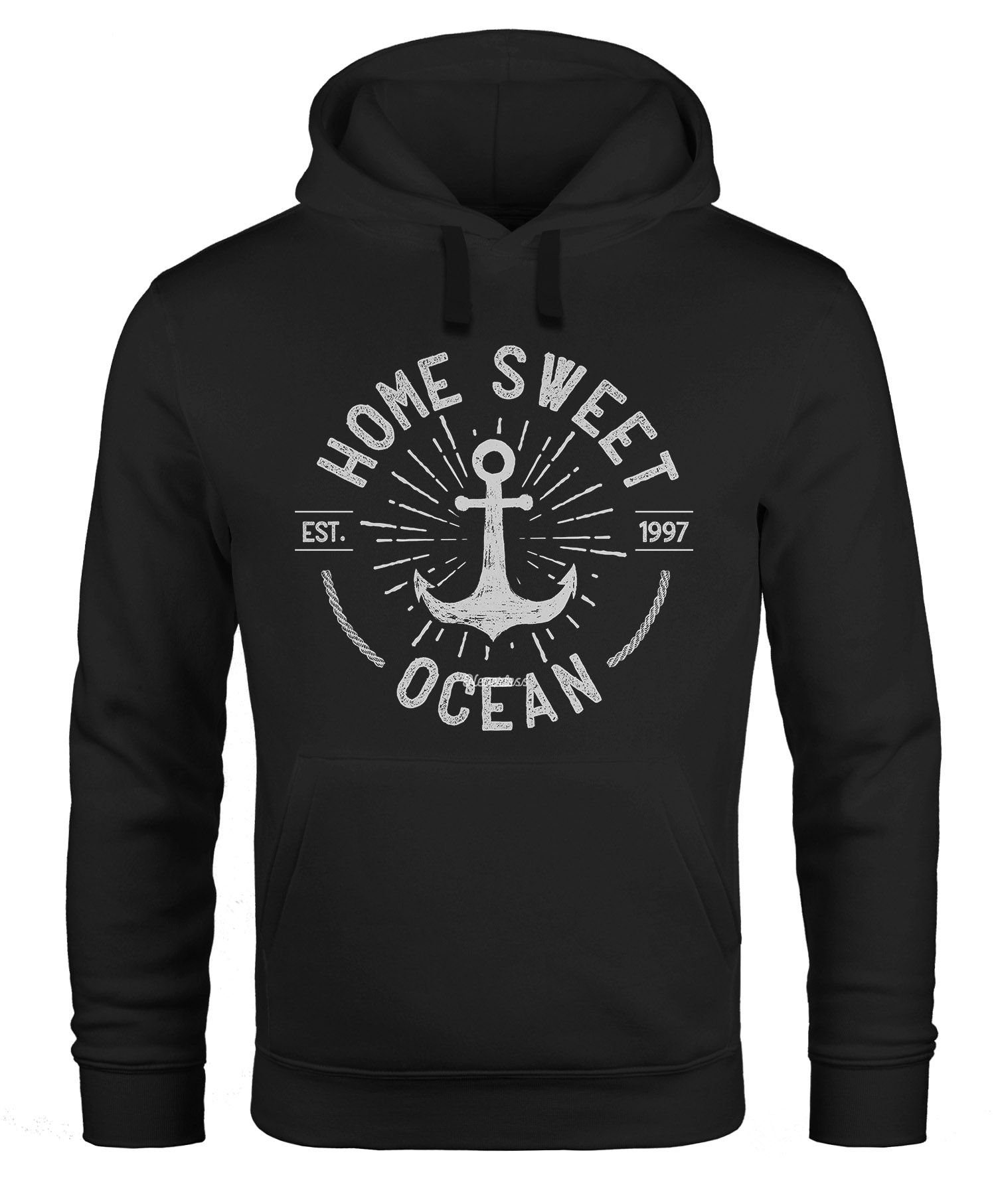 Hoodie Hoodie Herren Anker Logo maritim Home Sweet Ocean Schriftzug Fashion StreetstyleKapuzen-Pullover Männer Neverless®