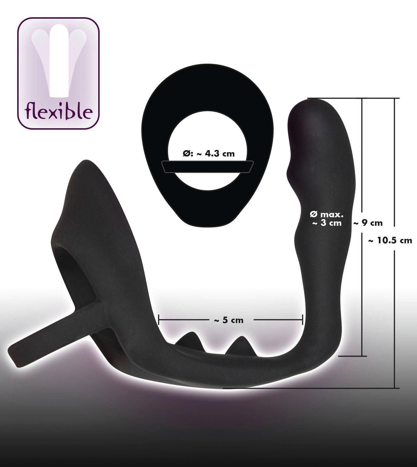 SEX-TOYS BLACK VELVETS Penisring mit Plug, & Analplug Ring zusätzlichem