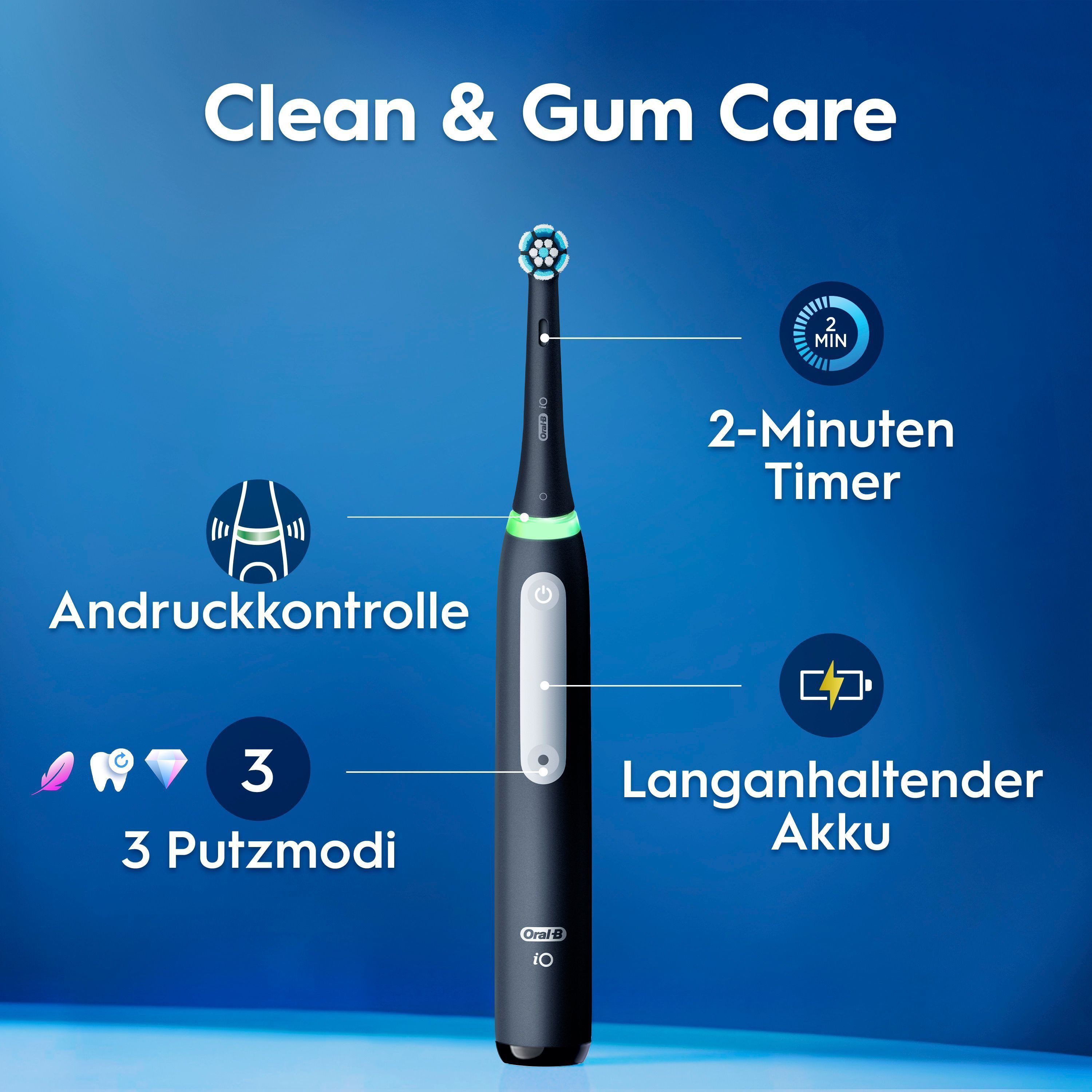Oral-B Elektrische Zahnbürste iO Series 3 Doppelpack, Aufsteckbürsten: 2 St., Magnet-Technologie – Bild 4 von 5
