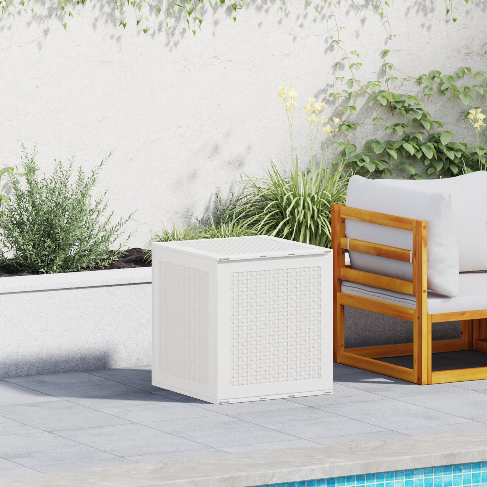 vidaXL Auflagenbox 55 x 53 x 57 cm Garten Aufbewahrungsbox Weiß 55x53x57 cm PP