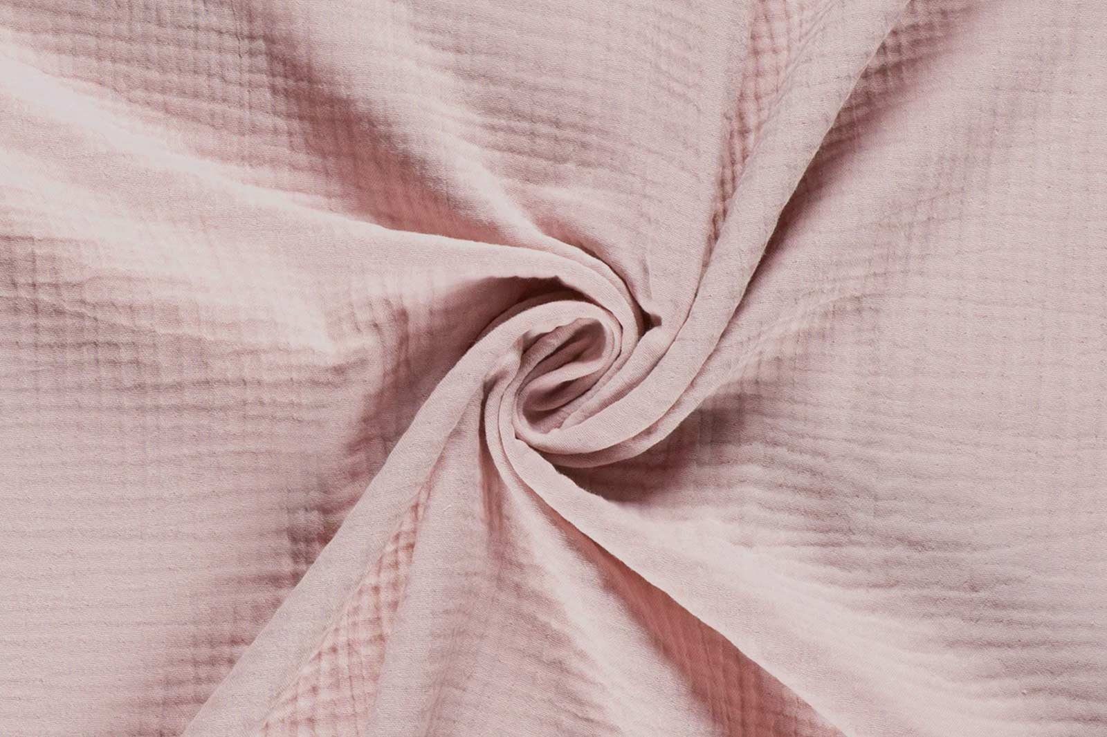 maDDma Stoff 50x130cm Musselin Stoff uni Meterware Mulltuch, dry rose