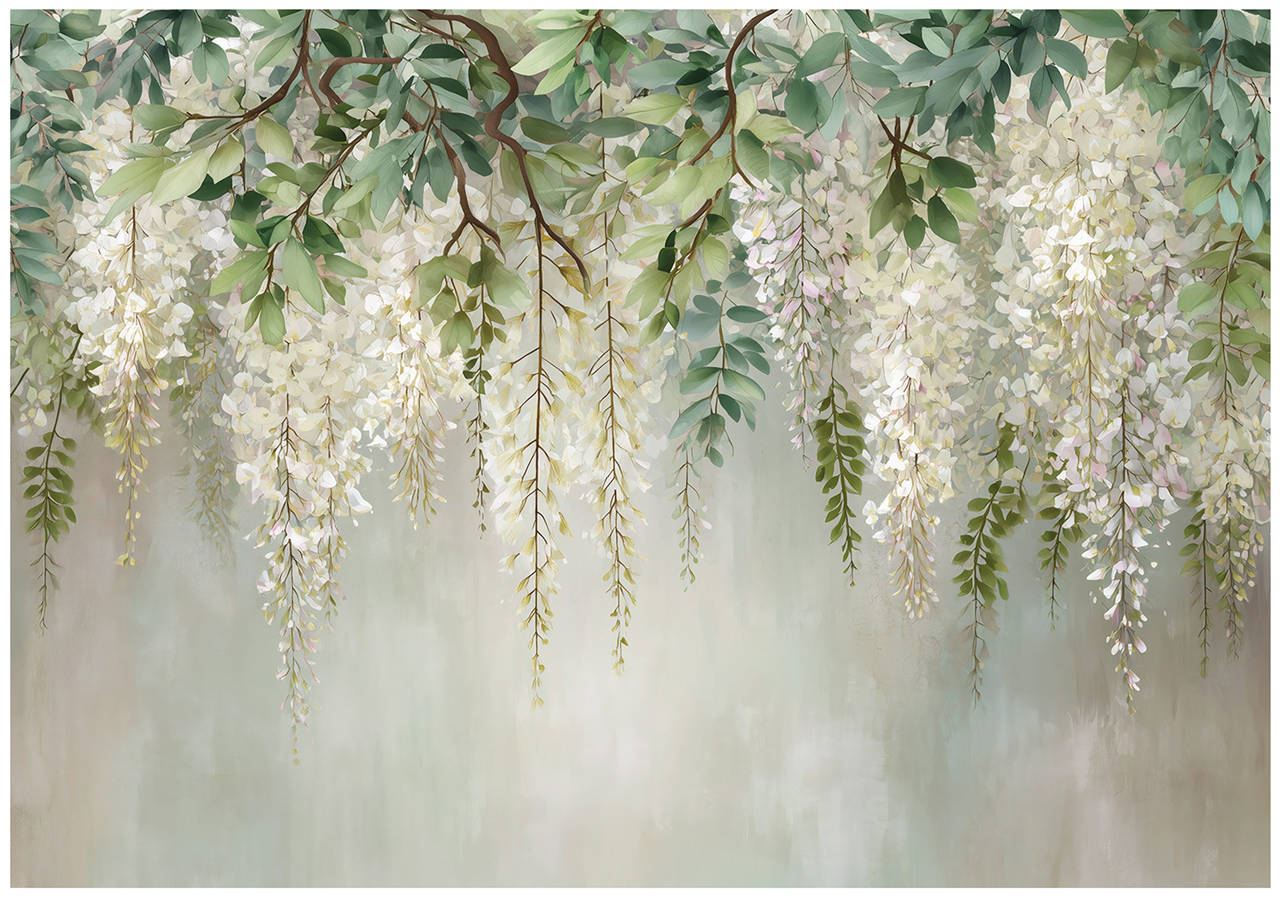 Wallarena Fototapete Blätter Hängend - Mehrfarbig - Elegant - Vlies - Schlafzimmer, glatt, (2 St), 100x70cm