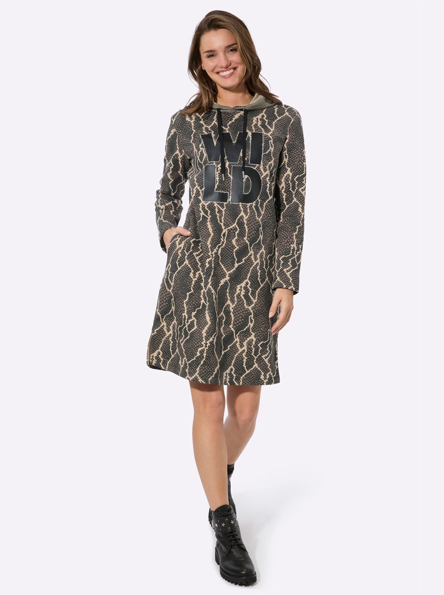 Etuikleid Druck-Kleid Langarm