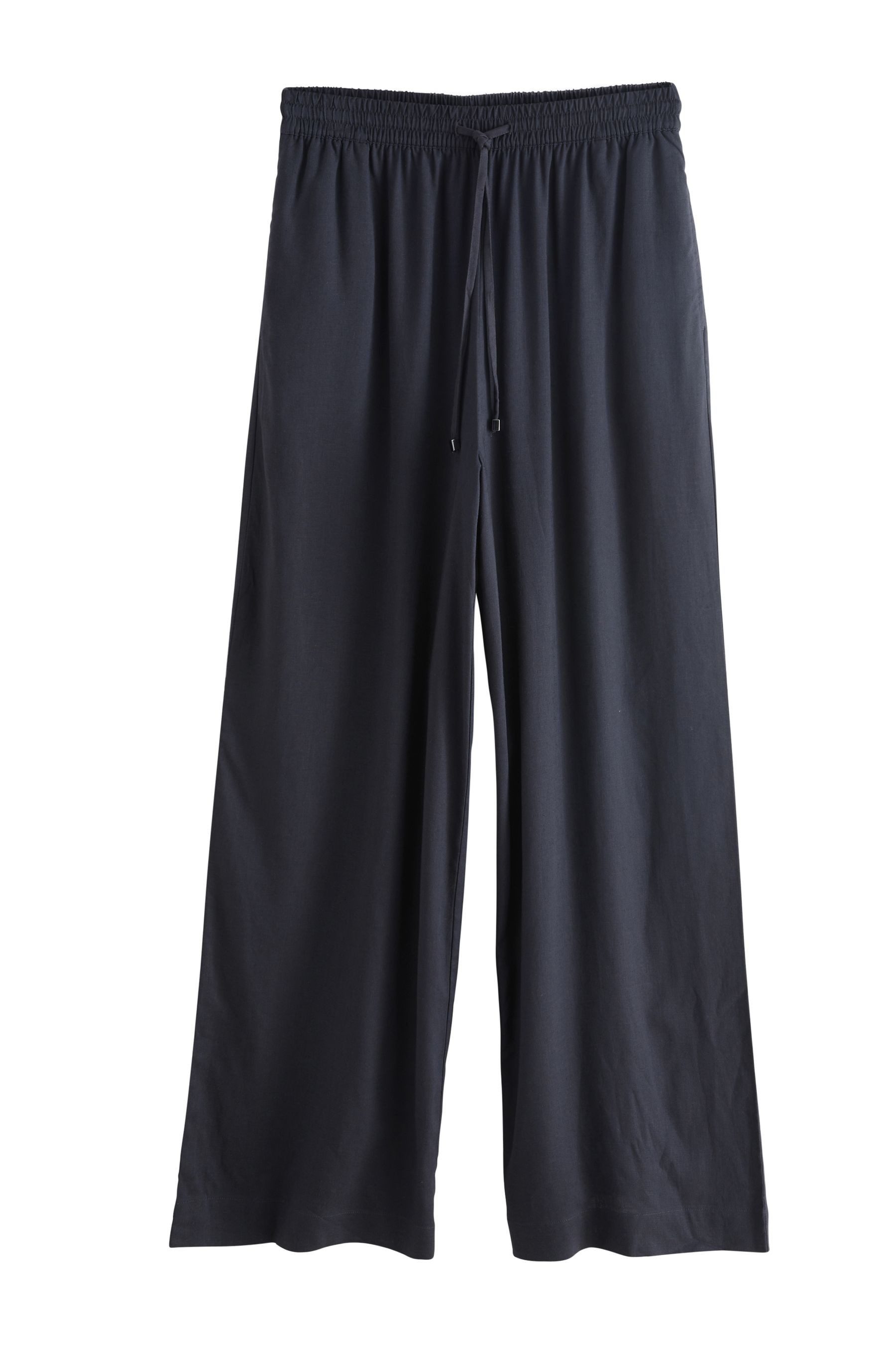 Palazzohose Schlupfhose mit weitem Bein und Leinen, Kurzgröße