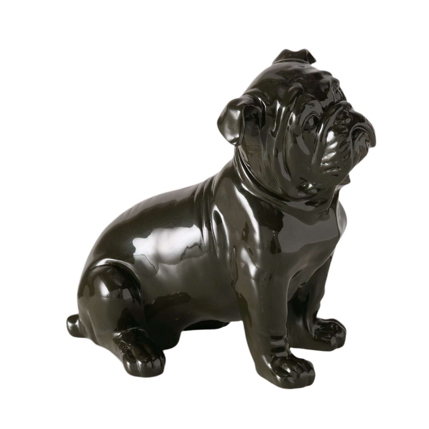 MF Tierfigur Bully Figur Schwarz Glanzoptik 32cm Handbemalt Deko Hund (1 St)