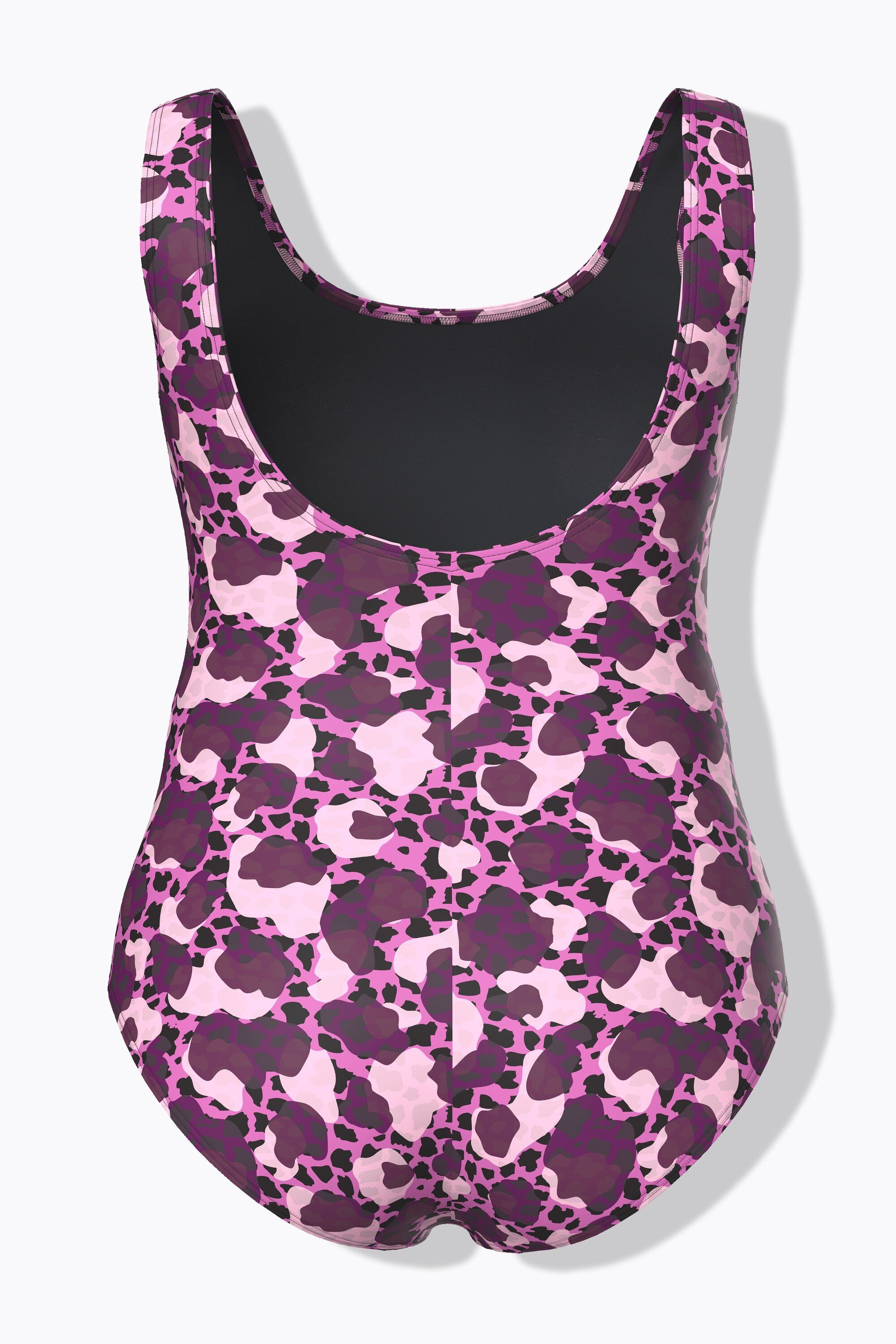 Ulla Popken Badeanzug Badeanzug Camouflage-/Leo-Muster ohne Softcups