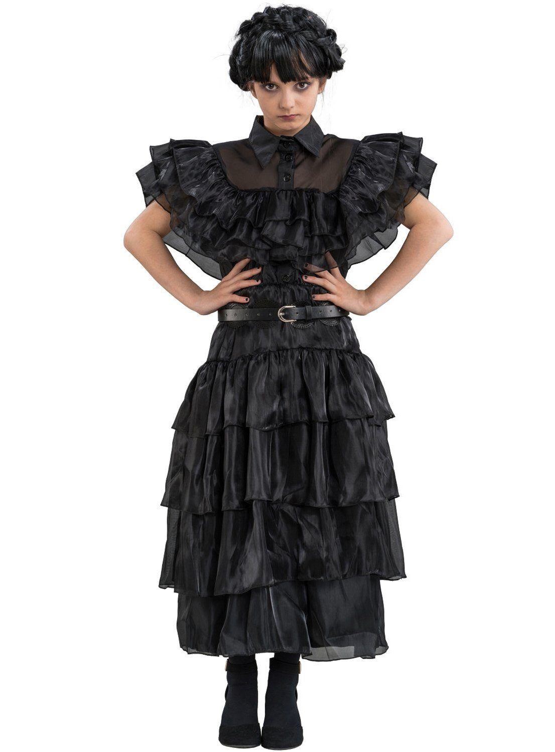 CHAKS Vampir-Kostüm Wednesday Schwarzes Ballkleid für Mädchen - Hallow, Das umwerfende Ballkleid von Wednesday, bekannt aus der viralen Tanzsz
