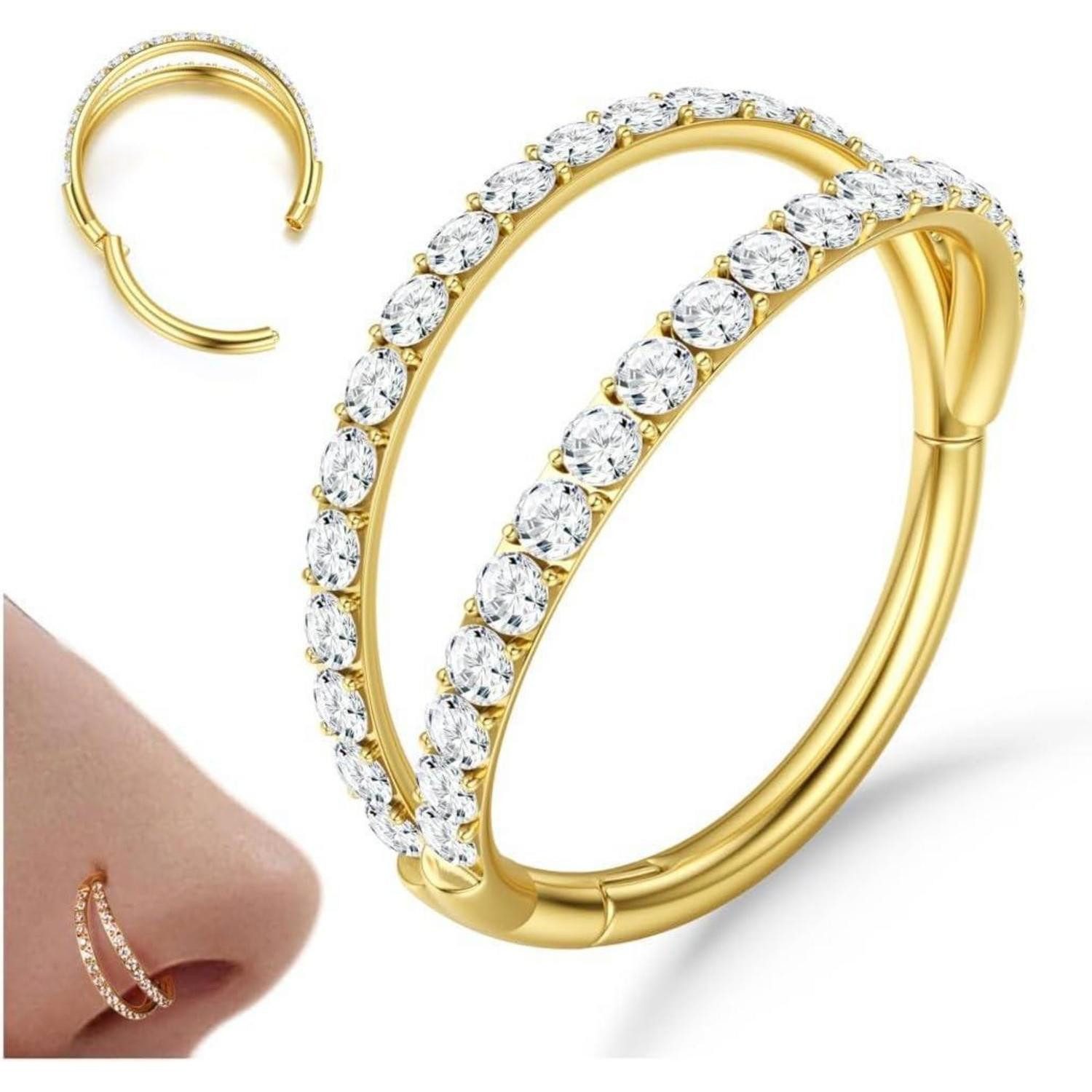 LuxusKollektion Nasenpiercing Nasenpiercing Ring CZ Nasenring Hoop 316L Chirurgenstahl Gold Silber