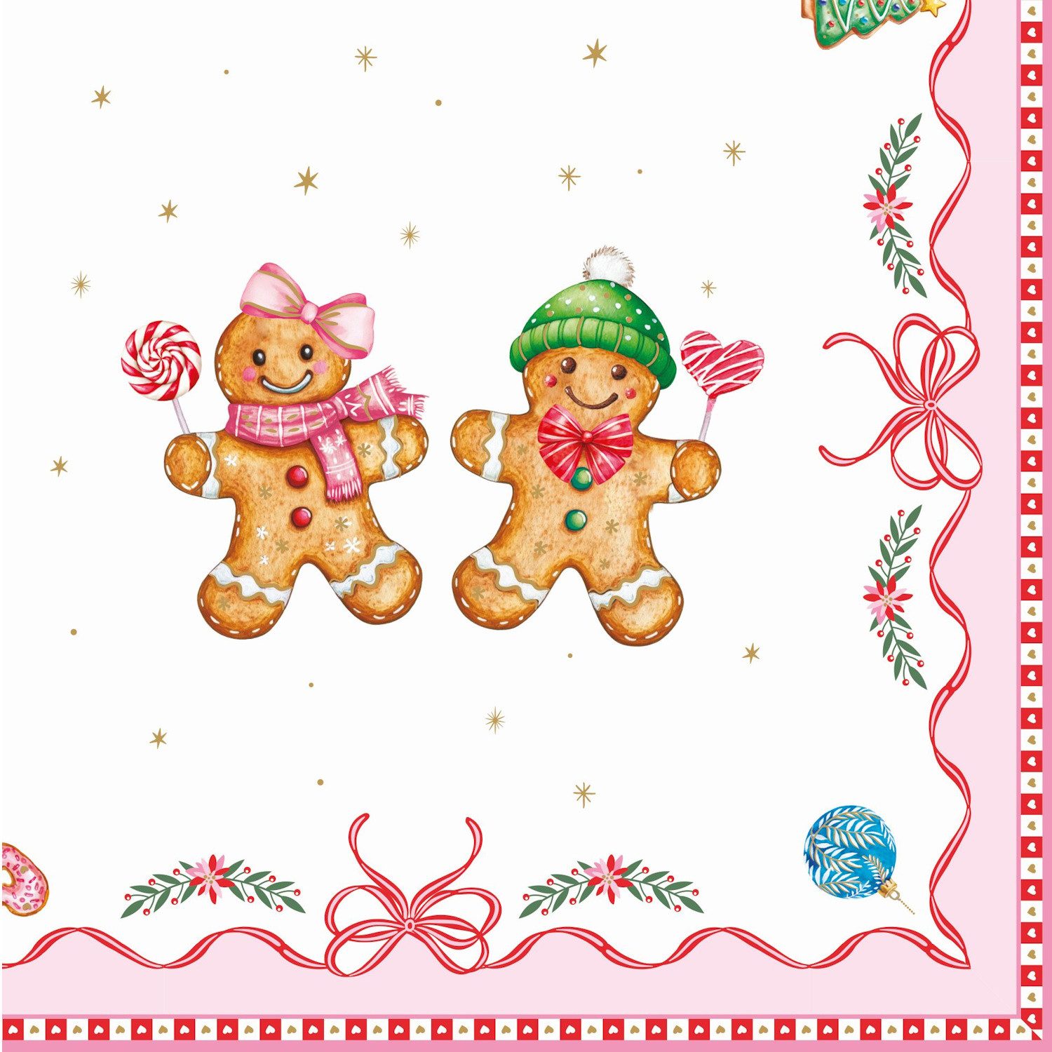 EasyLife Papierserviette Sweet Christmas, Höhe: cm, Farbe: Mehrfarbig, Motiv: Lebkuchenmännchen