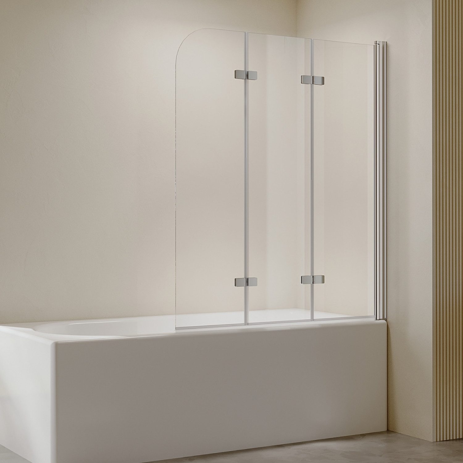 Badewannenfaltwand Duschwand für Badewanne Badewannenaufsatz 3 teilig Schwarz/Chrome