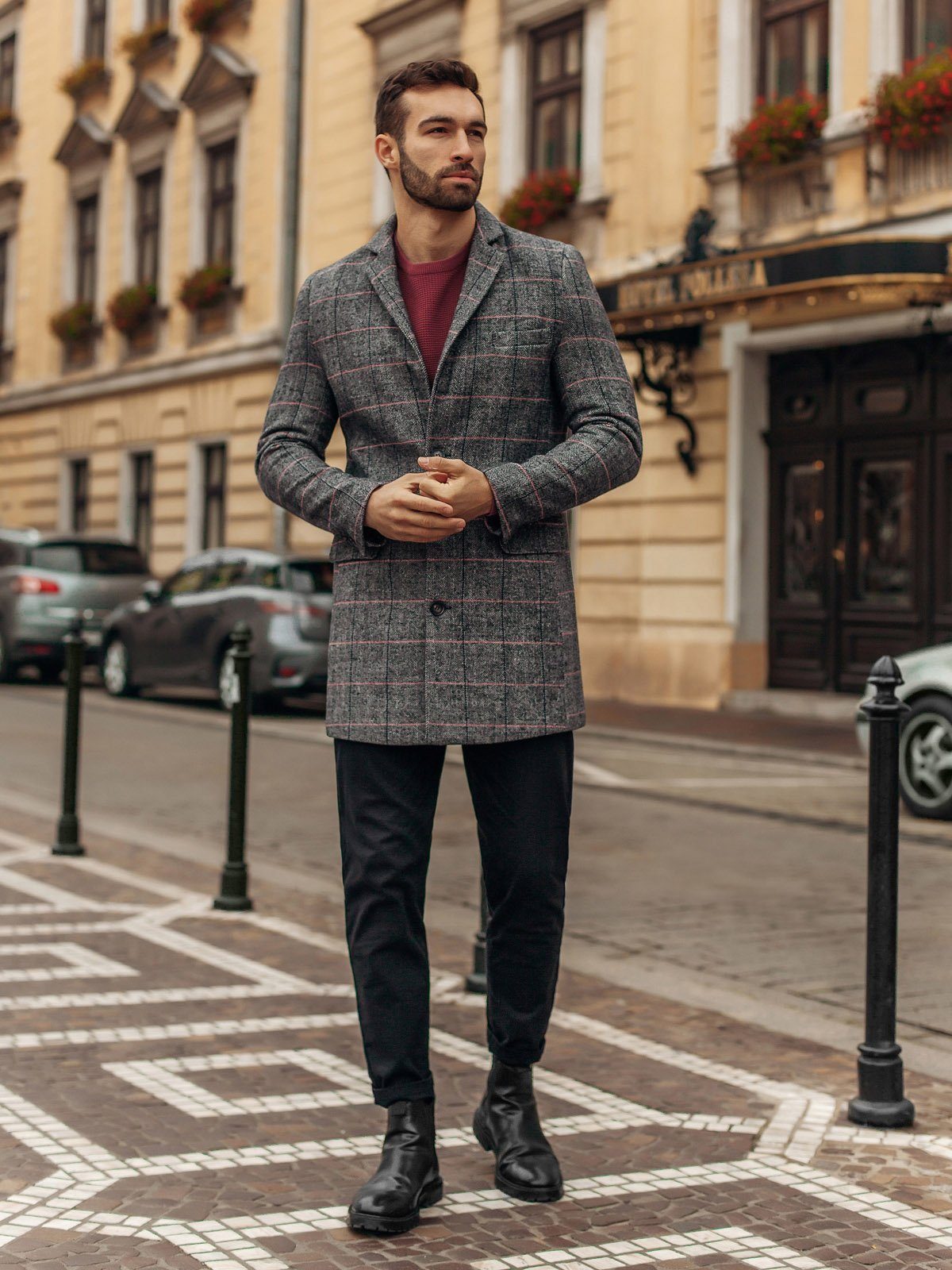 OMBRE Kurzmantel Herren-Karomantel einreihig - schwarz V2 C500 XL günstig online kaufen