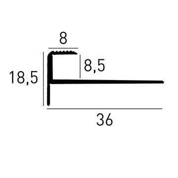 PROVISTON Treppenkantenprofil Aluminium, 36 x 18.5 x 1000 mm, Silber, Treppenkante, Winkelprofil