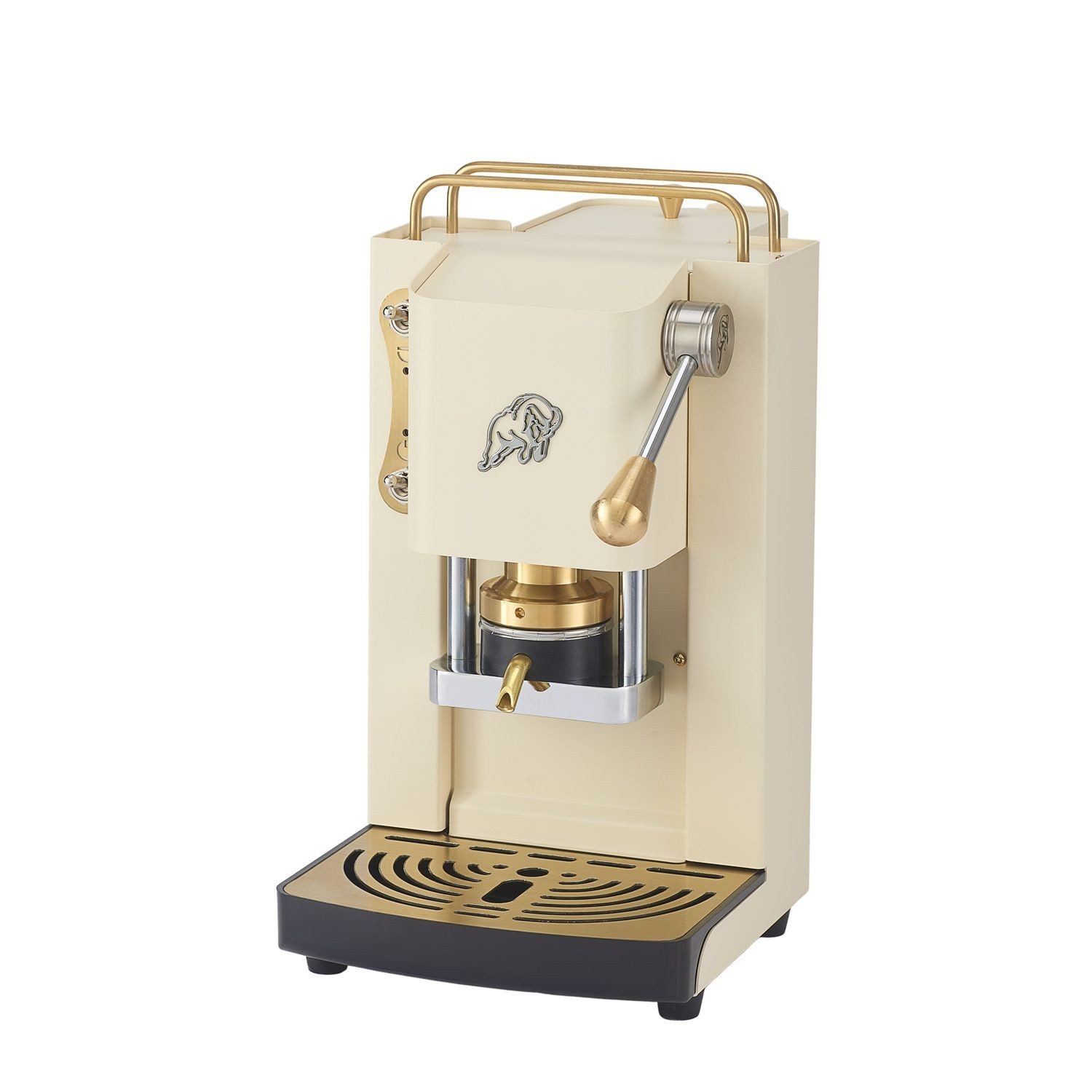 Faber Coffee Machines Espressomaschine Pro Essential Messing Kaffeepadmaschine, 44m ESE Pads, Messing-Details mit hochwertigem 3D-Logo
