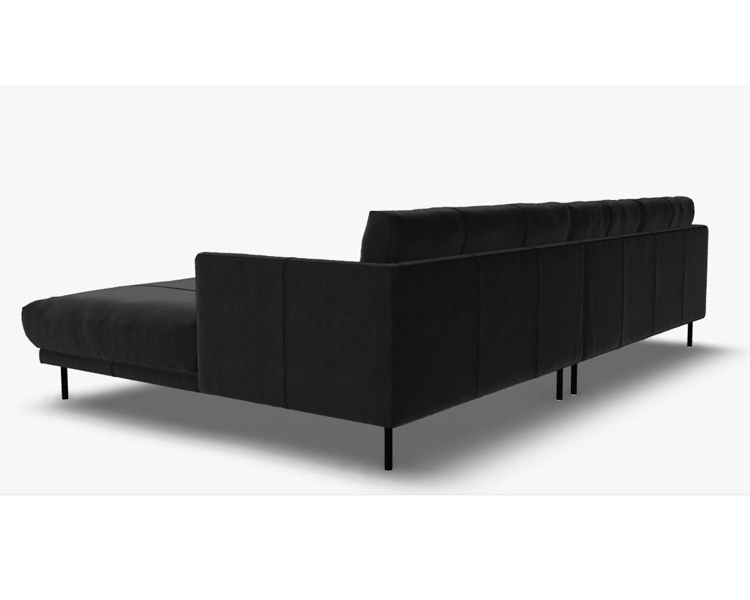 Rolf Benz Ecksofa Ecksofa Rolf Benz freistil 133 Ottomane rechts Leder schwarz, Echtes Leder