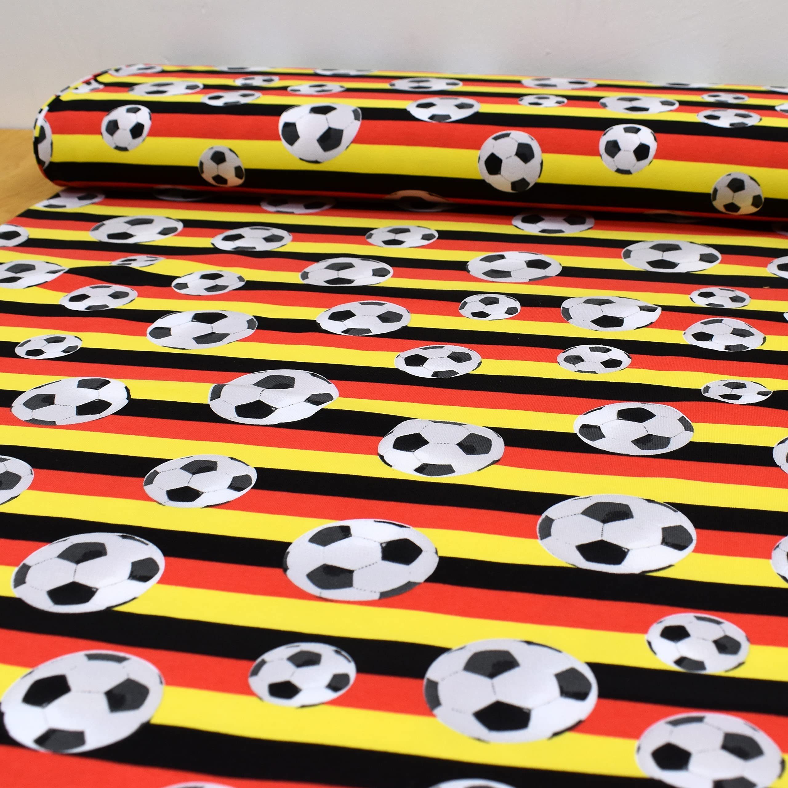 Thumbnail - MAGAM-Stoffe Stoff "Fußball", Kinder Jersey ÖKO-TEX Meterware ab 50cm