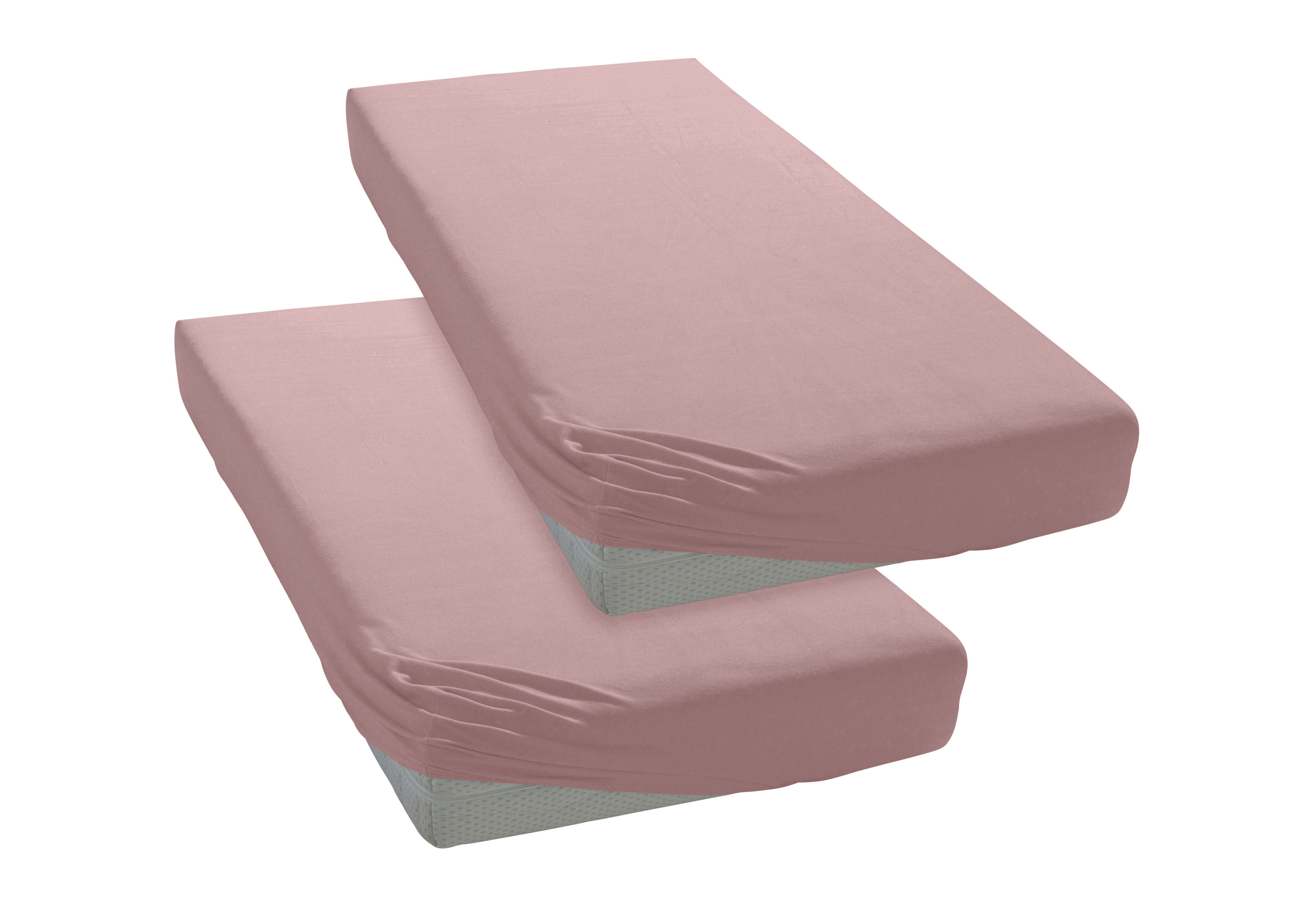 OTTO home Spannbettlaken PHYSALIS Comfort 100% Baumwolle, 150 g/m², Jersey, Gummizug: rundum, (2 Stück), Bettlaken bis 20 cm Matratzenhöhe, weich, bügelfrei, optimaler Sitz