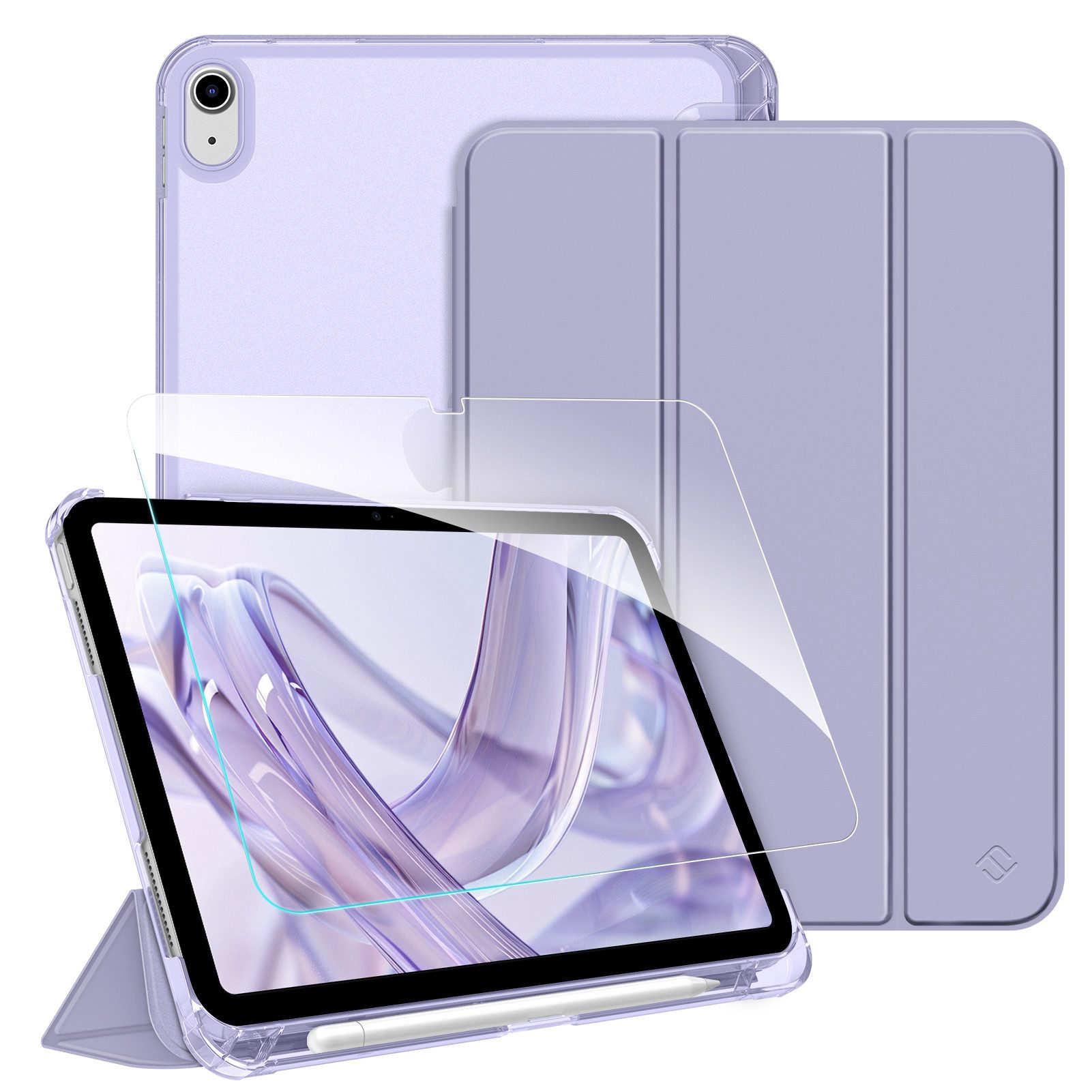 Fintie Tablet-Hülle für iPad 11 Generation 11'' 2025 (A16), iPad 10 Generation 10.9'' 2022, mit Schutzfolie-ultradünne transparente Rückseite Case mit Stifthalter