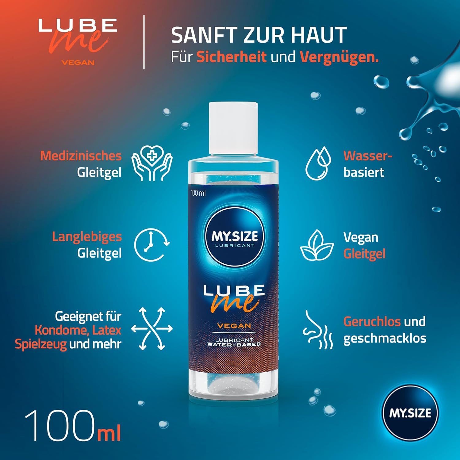 MY.SIZE Gleitgel Lube Me Vegan, medizinisches Gleitmittel auf Wasserbasis, ohne tierische Bestandteile und ohne Tierversuche