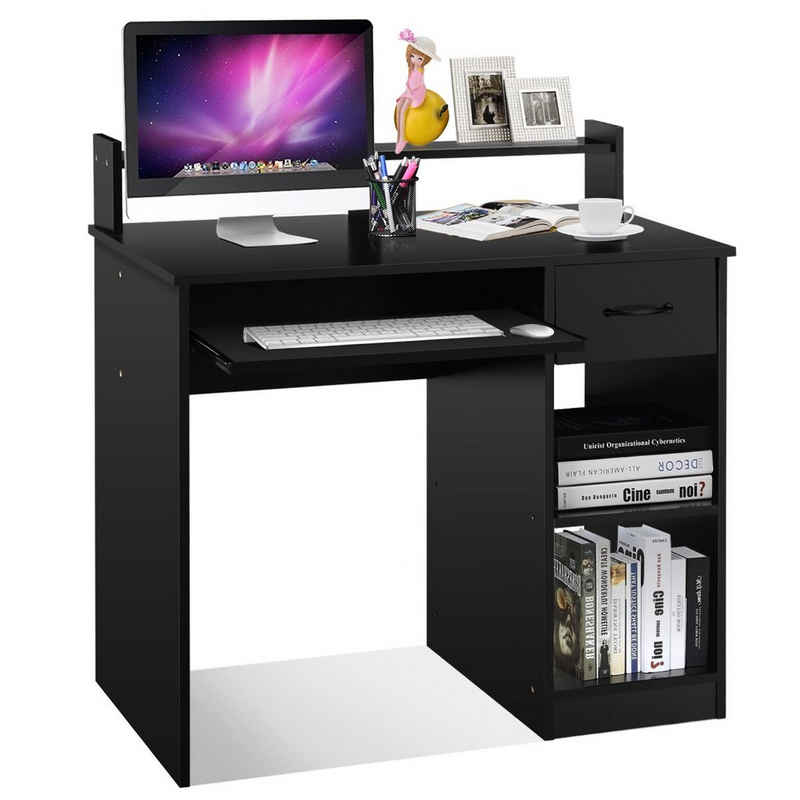 COSTWAY Laptoptisch »Schreibtisch Bürotisch Computertisch«, mit Ablage, Schublade, Tastaturauszug