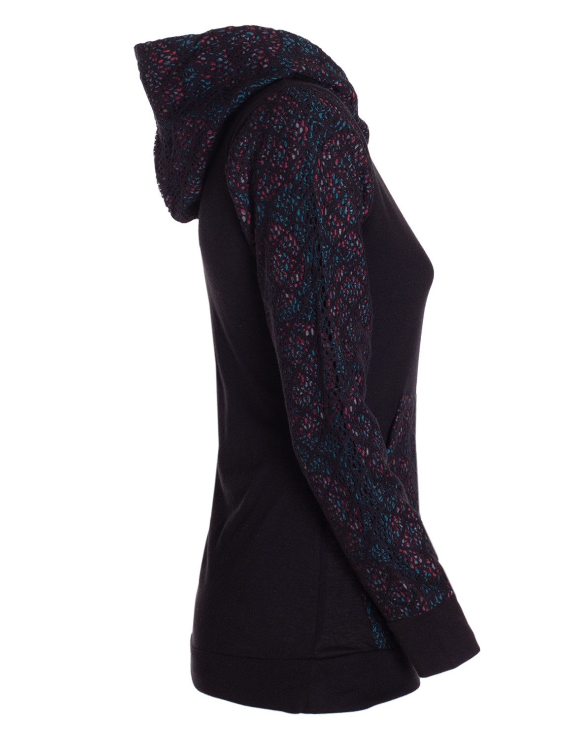 Vishes Kapuzensweatshirt Baumwolle Hoodie Spitze Kapuze Tasche bedruckt Alternative Mode, Ethno, Hippie, Goa Style