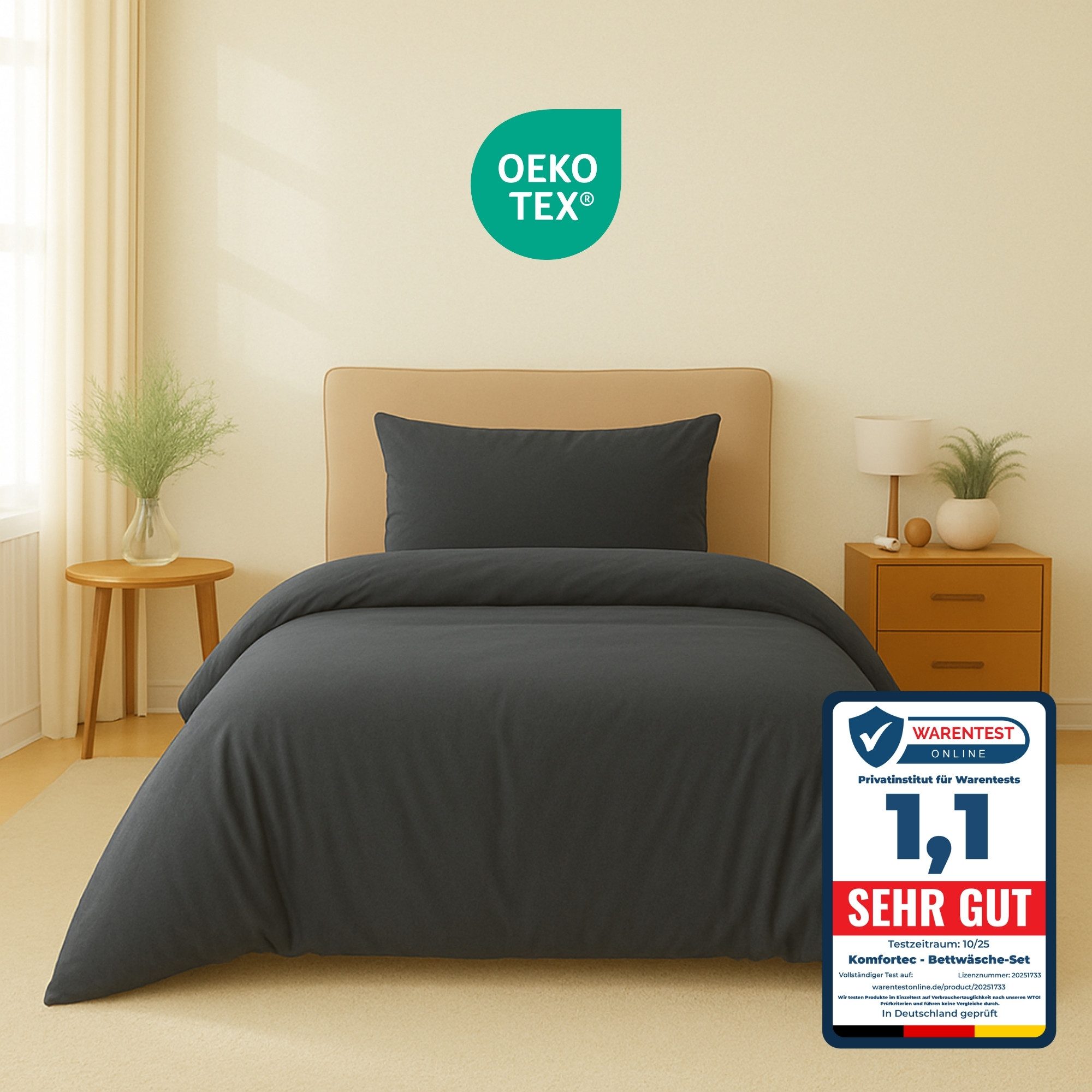 Komfortec Bettwäsche Premium, 135 x 200 bis 220 x 240 cm, 6 verschiedene Größen zur Auswahl, gebürstet 100% Mikrofaser, 2 teilig, Superweiches Bettwäsche-Set, Knitterfrei, Atmungsaktiv