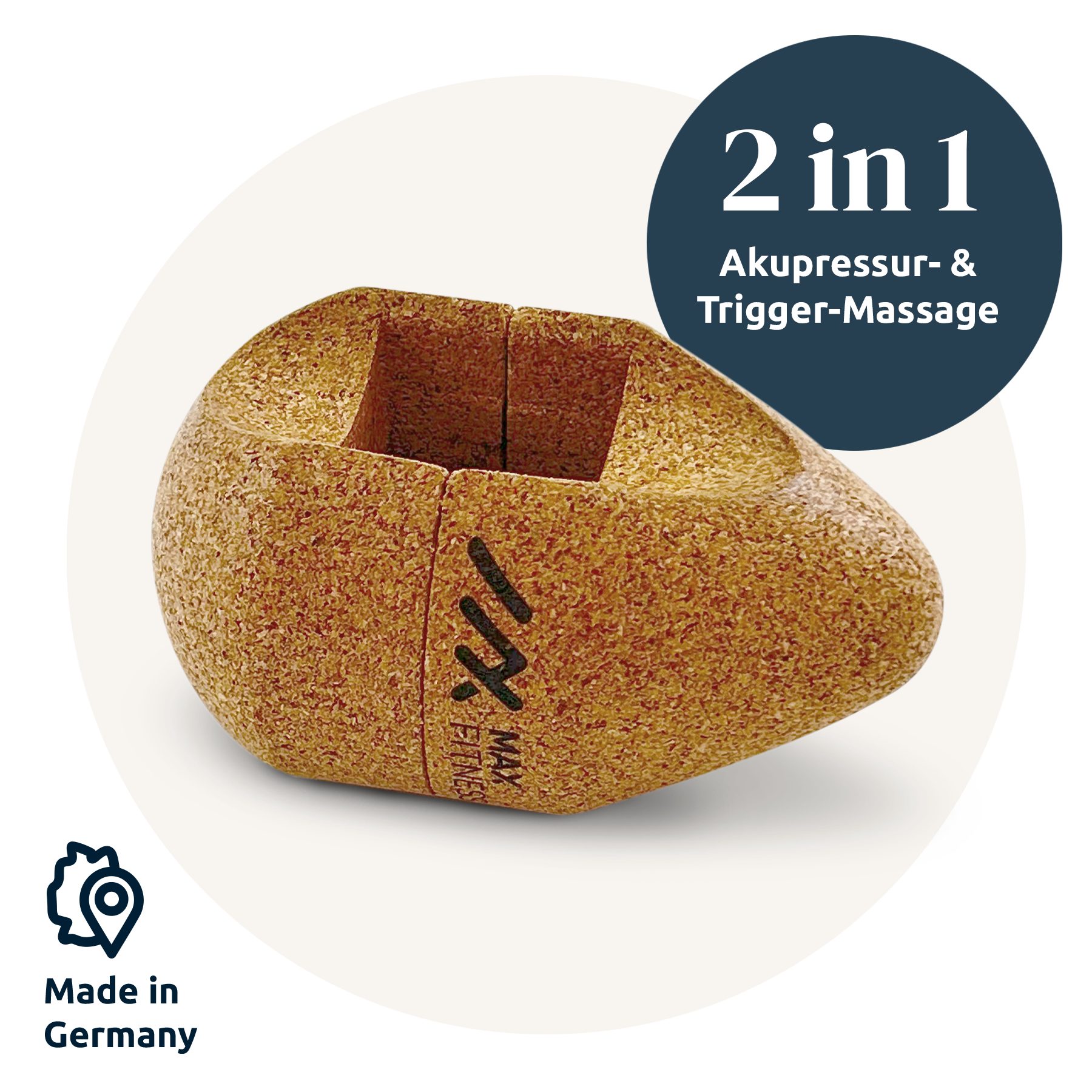 Max Fitness Massageroller Trigger Punkt Massage Faszienrolle Muskulatur Rücken Nacken Beine, Set, 2 Massagekugeln, Nachhaltiges Trigger-Set aus griffigem Naturkork