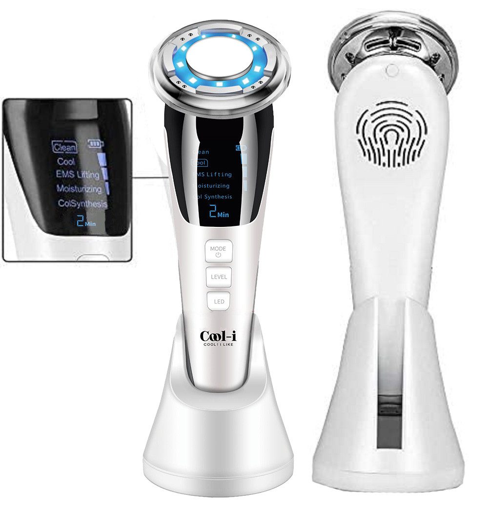 COOL-i ® Mikrodermabrasionsgerät 5-in-1 Beautygerät – Für ergänzende Gesichtspflege, LED, EMS, Wärme/Kälte & Massage – Tägliche Pflege für Ihre Haut