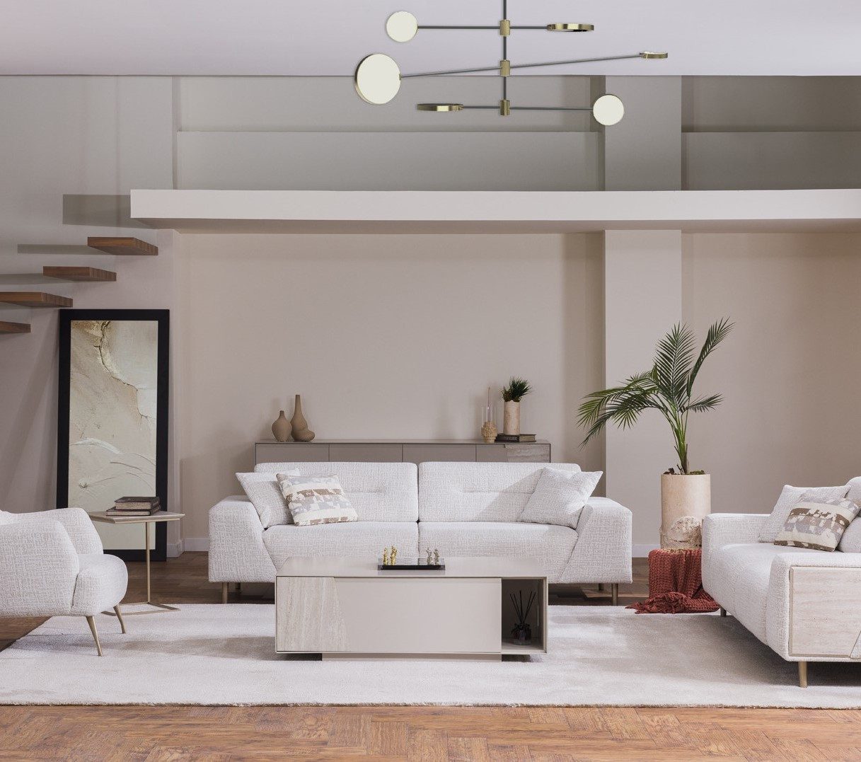 Xlmoebel 3-Sitzer XLMOEBEL Wohnlandschaft in Braun mit pflegeleichtem Polsterstoff, Couchgarnitur 3 Teile, Made in Europa
