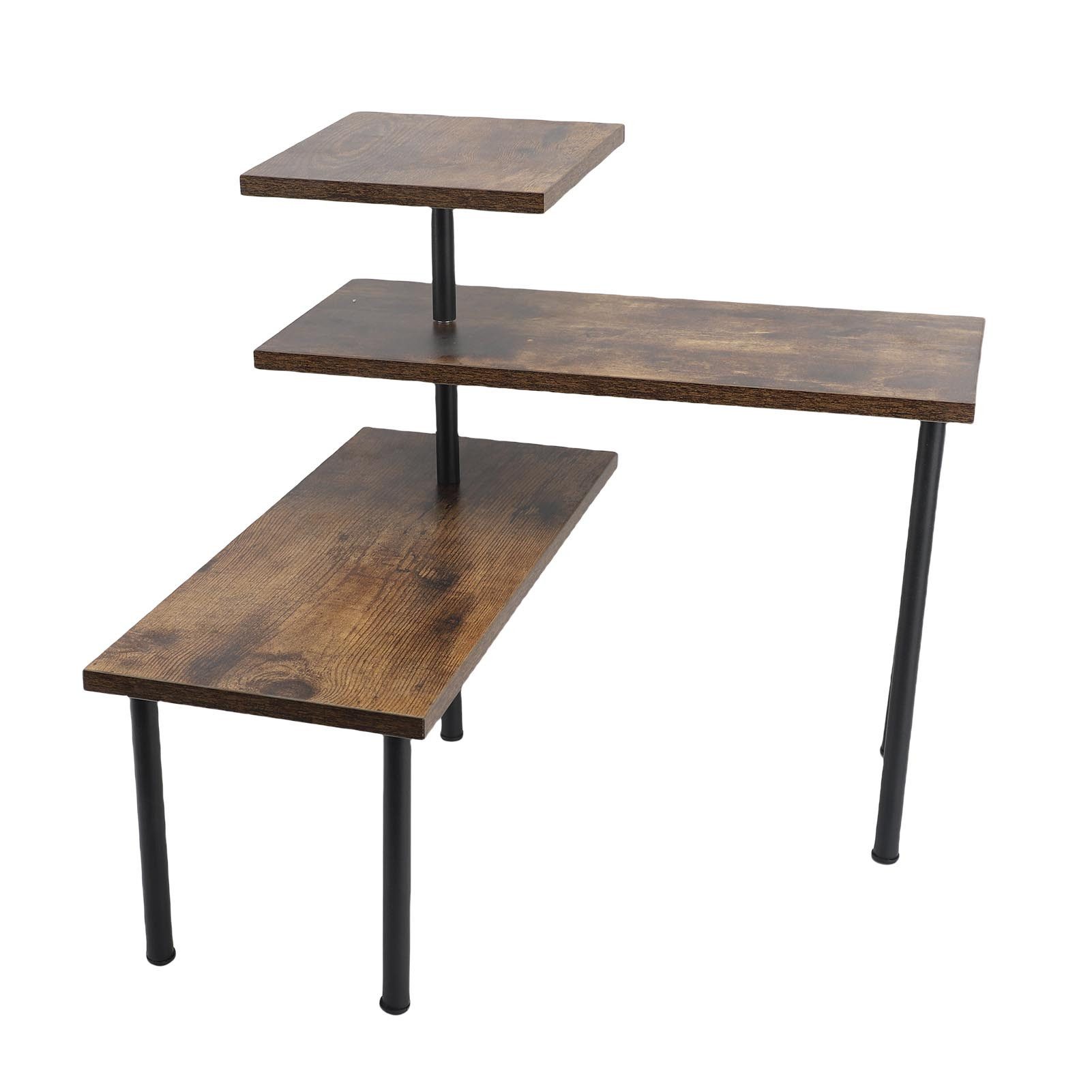 GARRYFIZH Eckregal Küche 3 Ebenen Holz Metall Vintage Küchenregal Arbeitsplatte, Flexibler Küchenorganizer, 180° drehbar, Gewürzregal für B