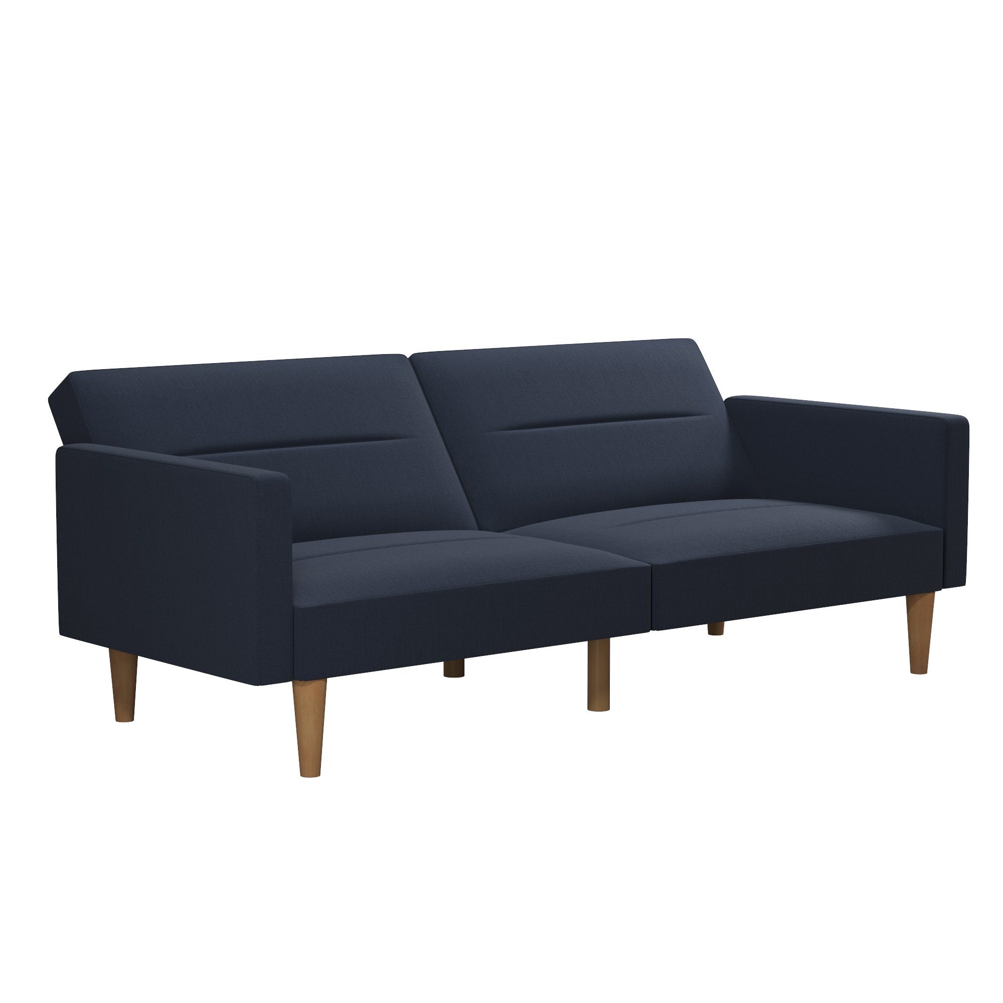 aus Sitzhöhe cm navy 40,5 Bezug loft24 Schlafsofa Mainstays, Leinenstoff,