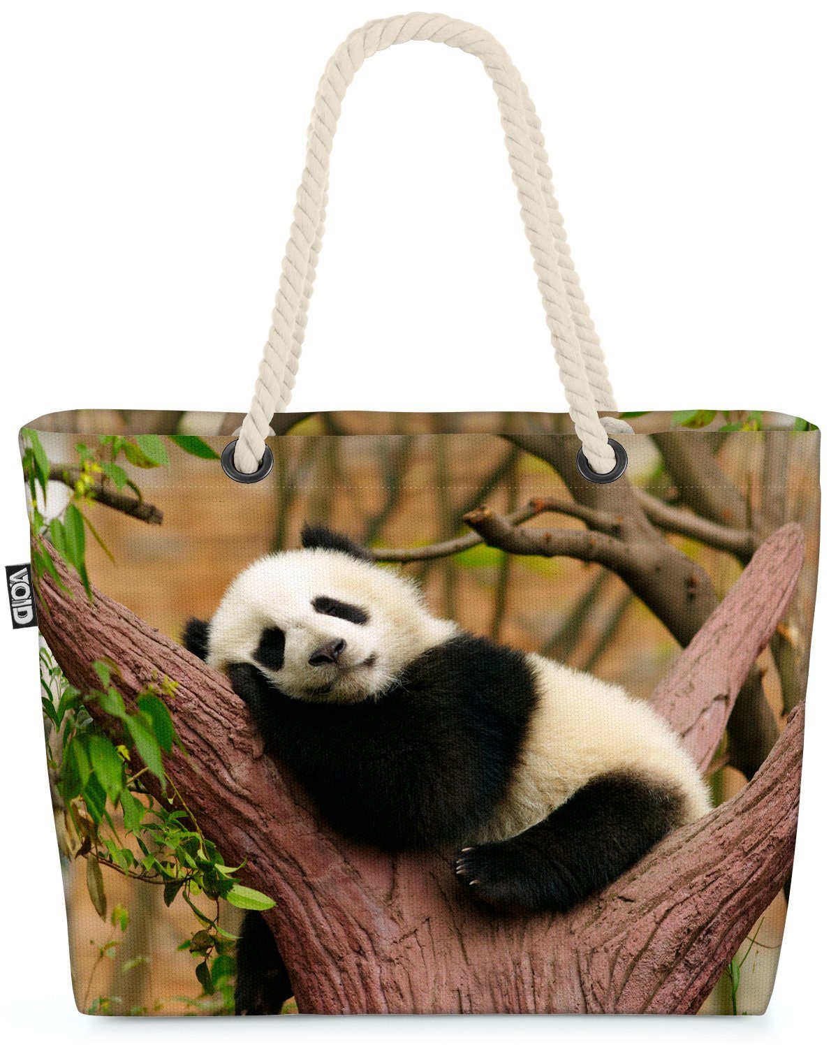 VOID Strandtasche (1-tlg), Kinde Bär Asien Tier Schlafen Bambus Natur Panda Pandabär Natur Asien